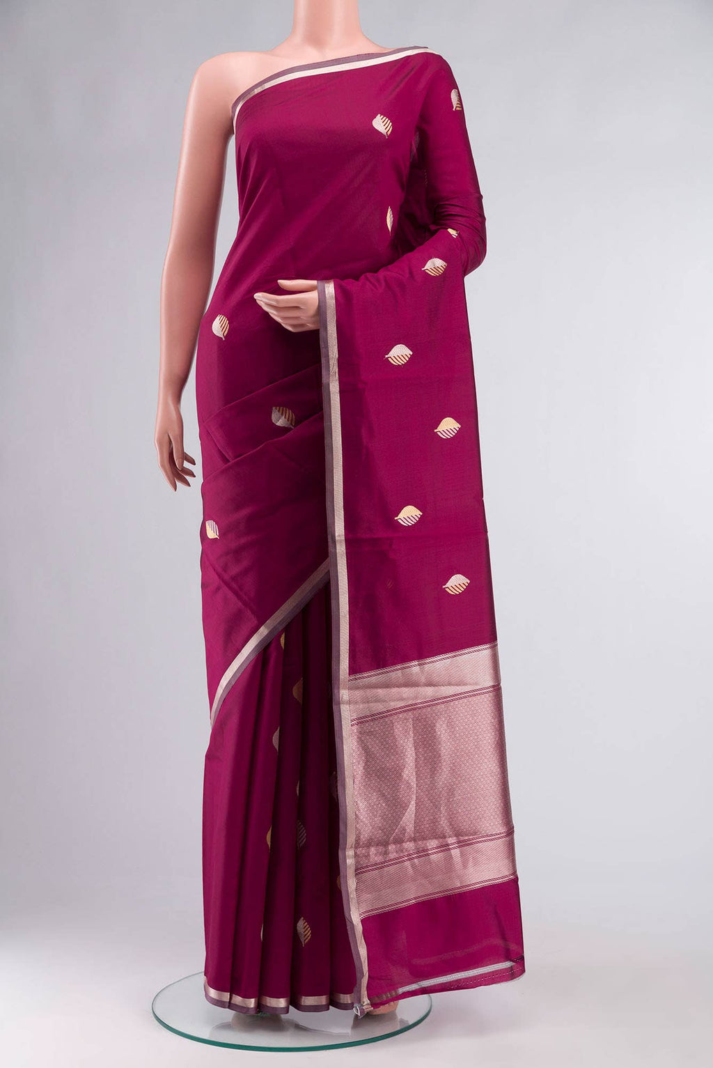 Dark Pink Banarasi Katan Silk Saree