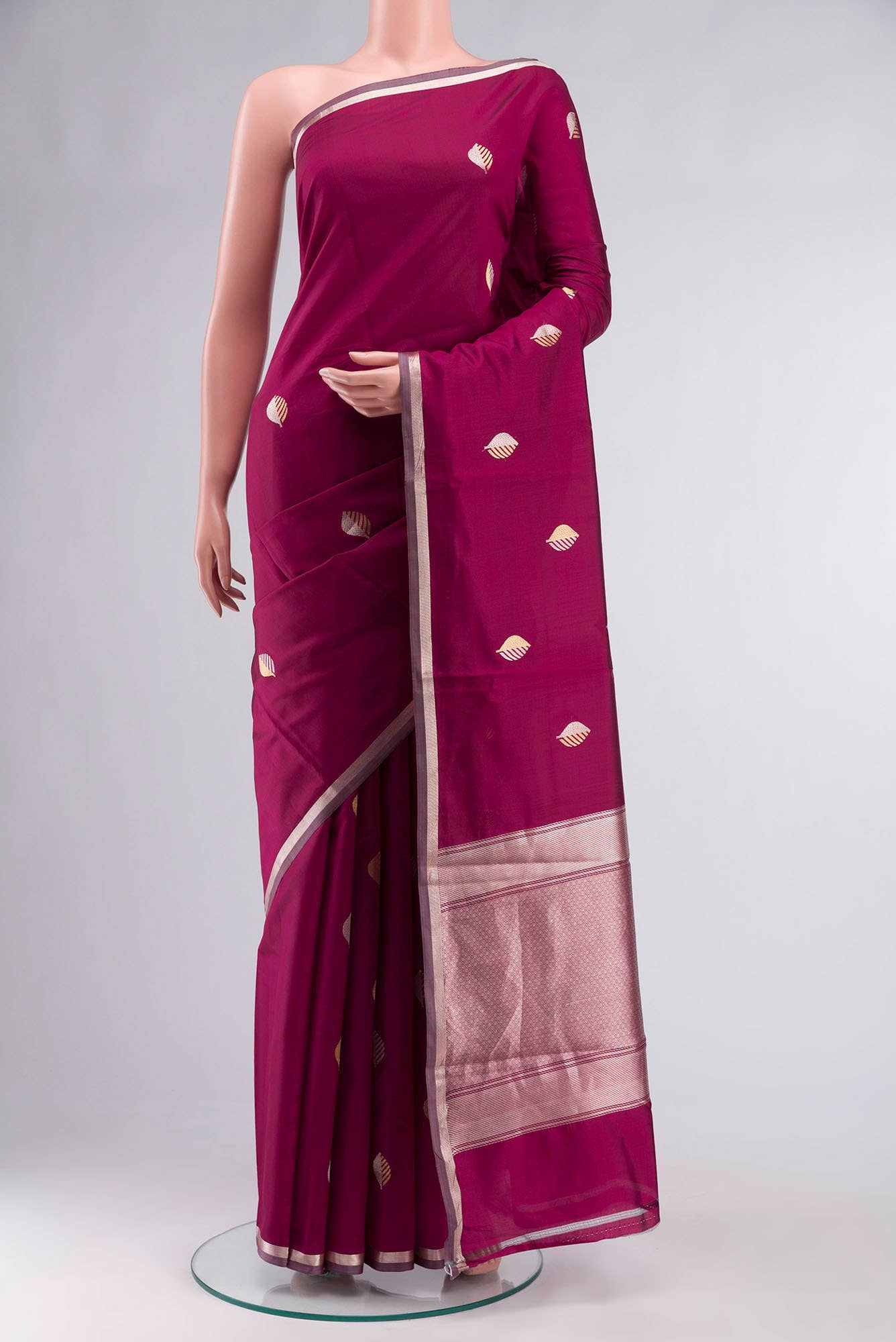 Dark Pink Banarasi Katan Silk Saree