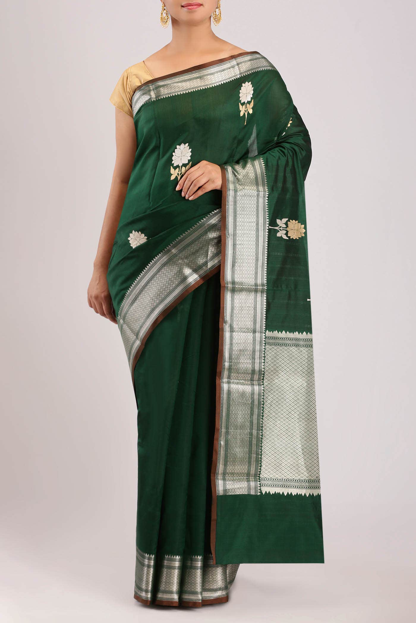 Green Banarasi Katan Silk Saree
