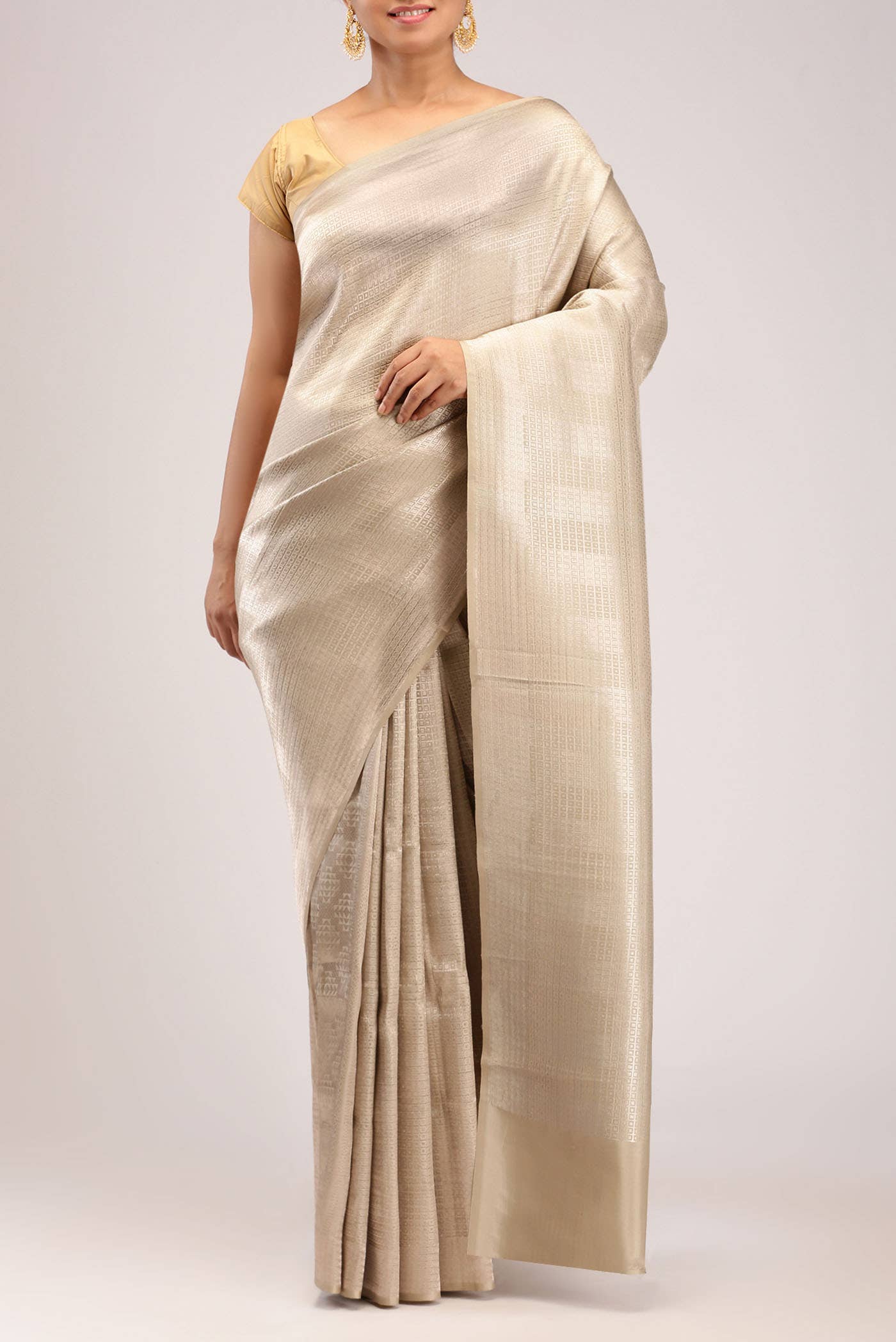 Beige Banarasi Silk Saree