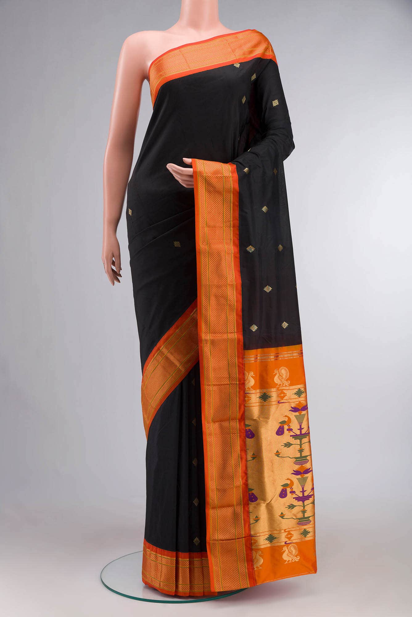 Black Blended Bangalore Silk Saree