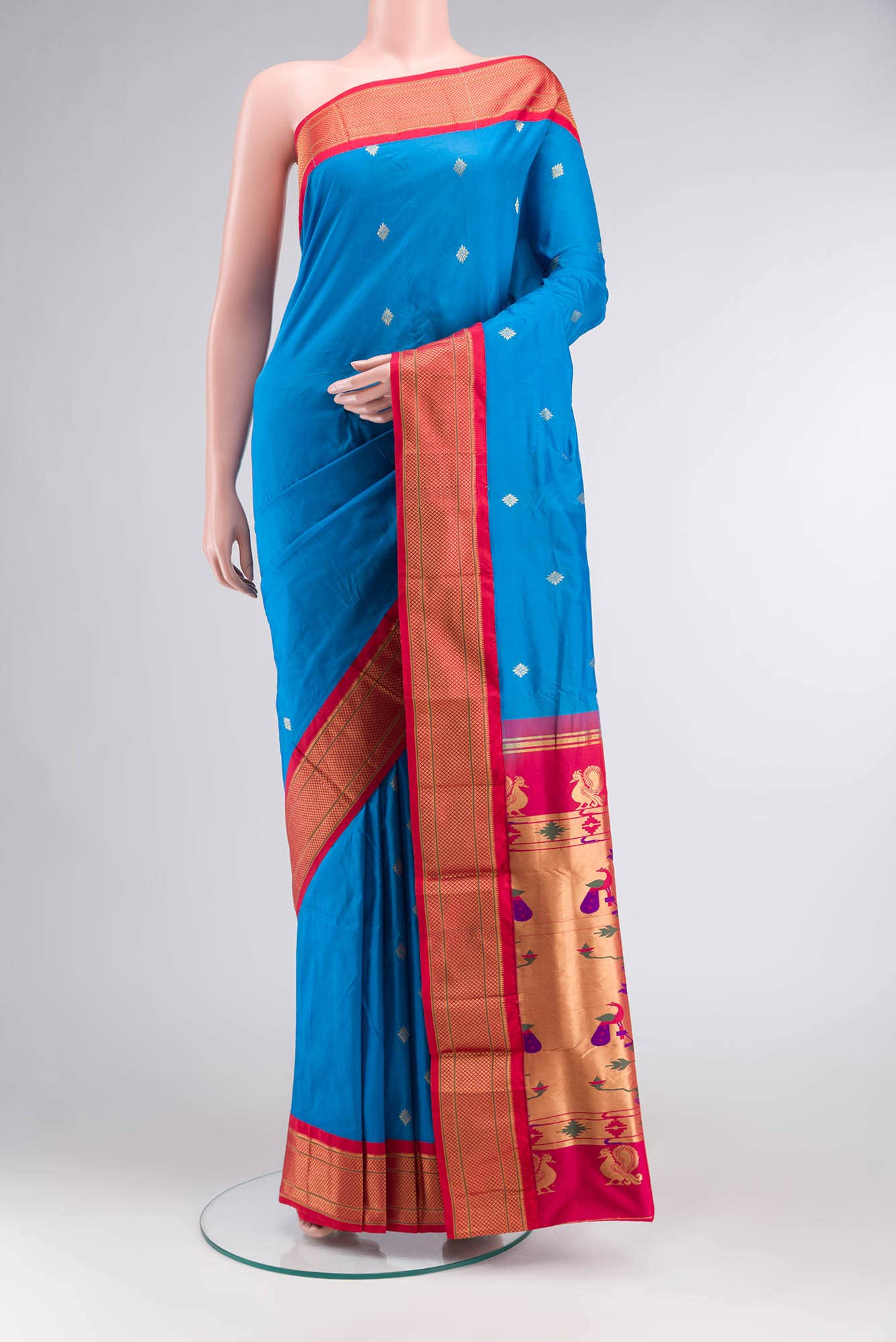 Blue Blended Bangalore Silk Saree