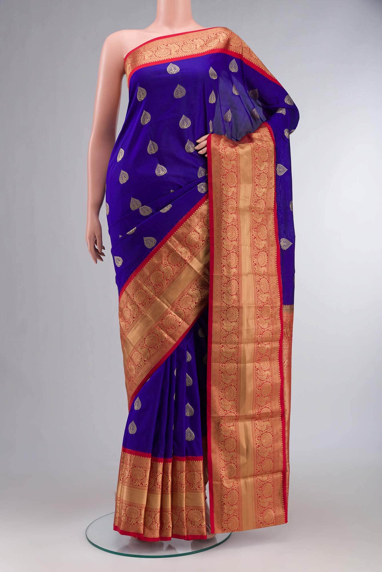 Blue Blended Bangalore Silk Saree