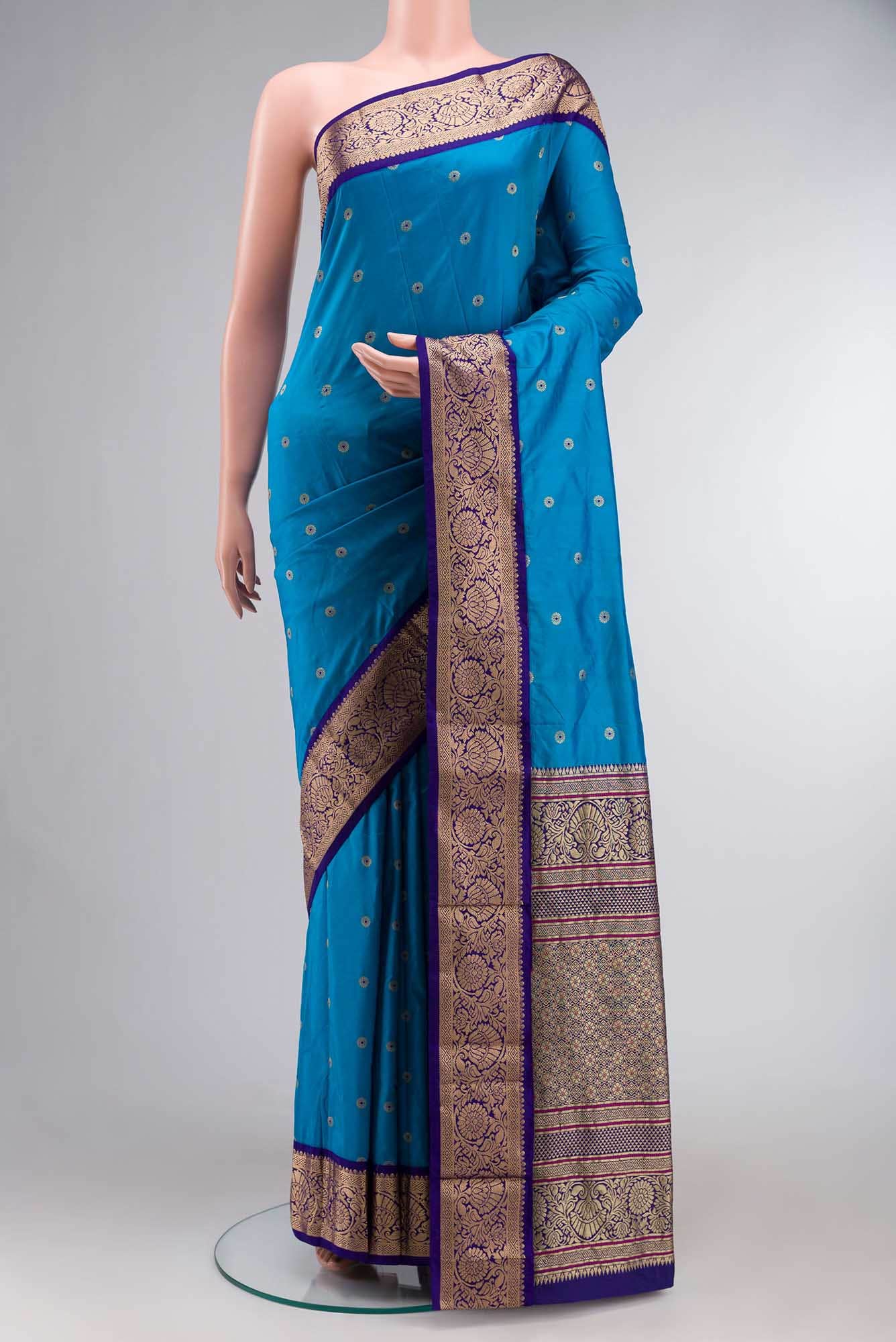 Blue Blended Bangalore Silk Saree