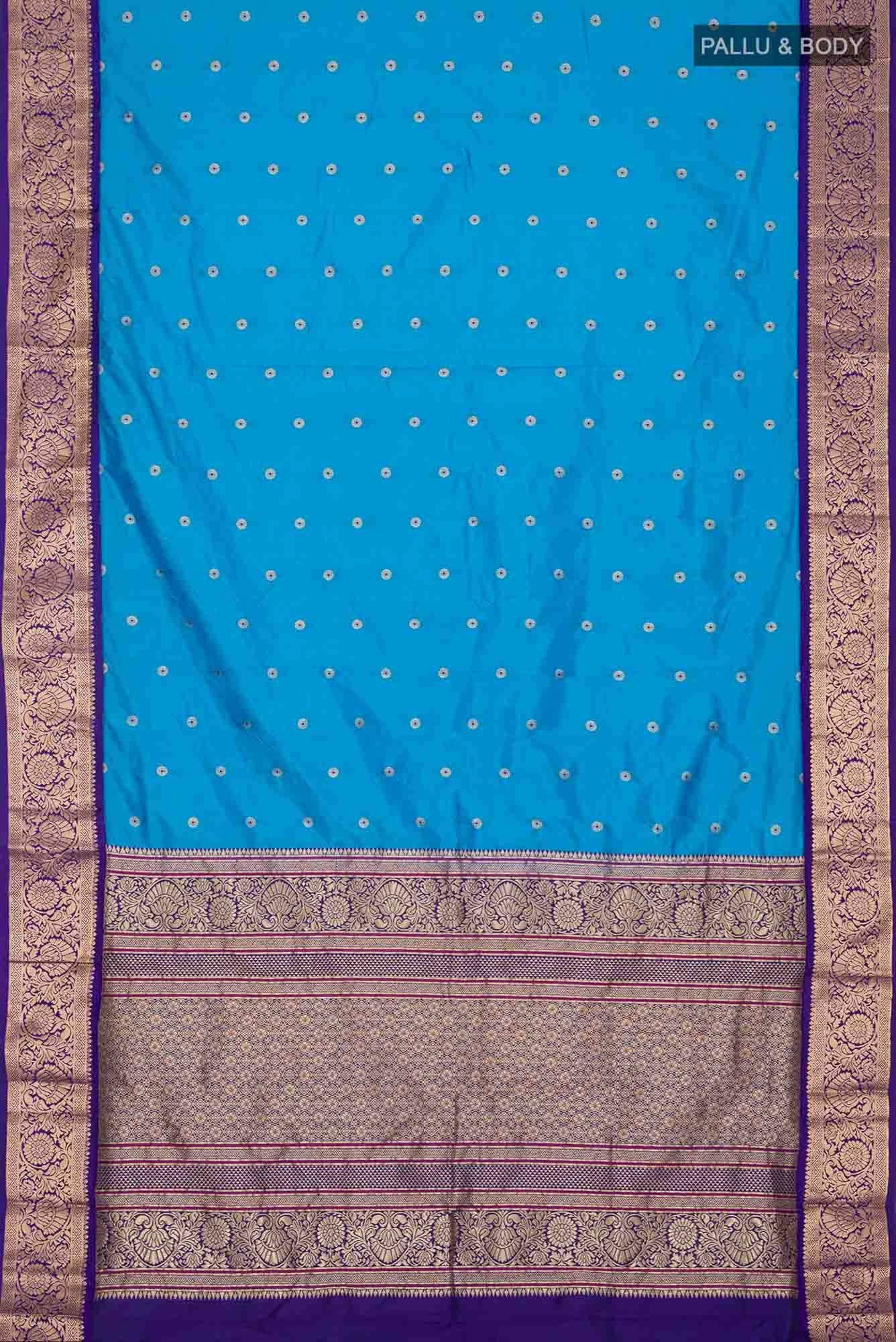 Blue Blended Bangalore Silk Saree