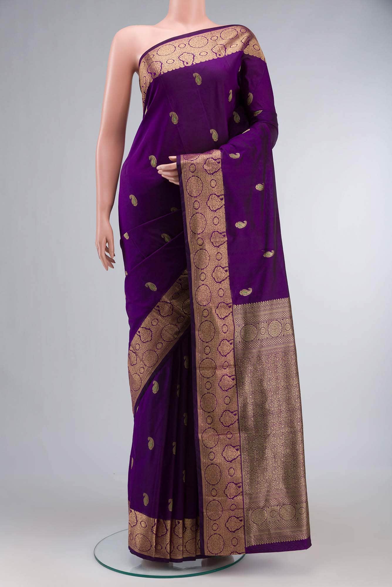 Purple Blended Bangalore Silk Saree