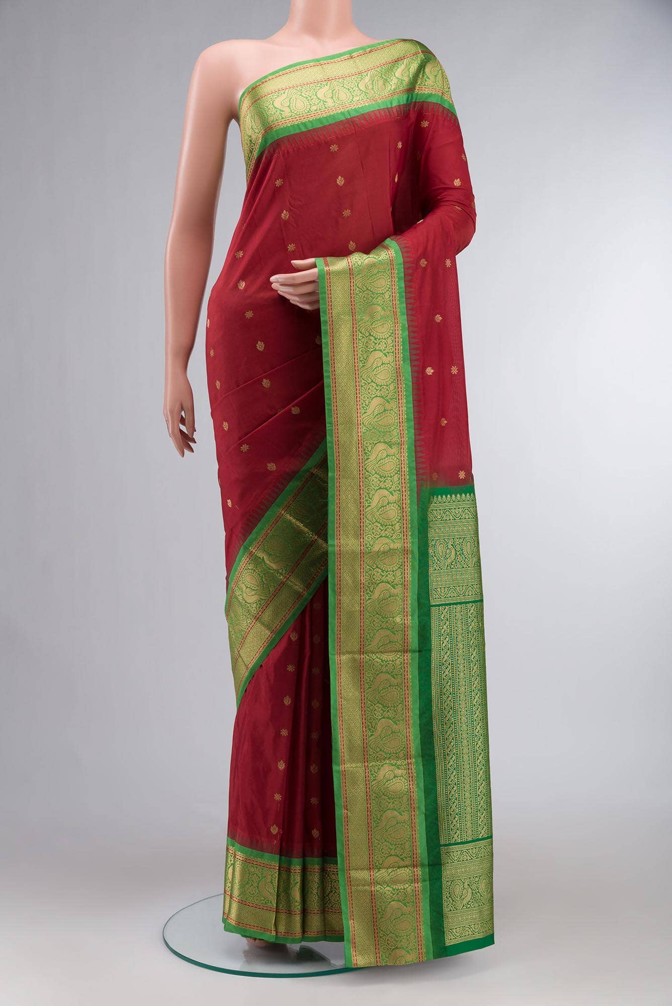 Red Blended Bangalore Silk Saree