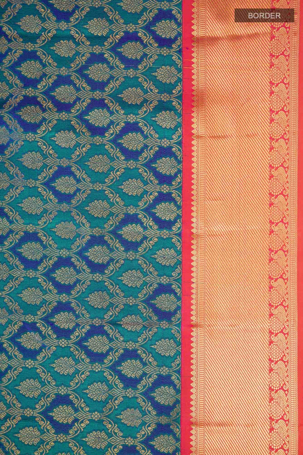 Blu with Green Dual Tone Kanchipuram Silk Saree