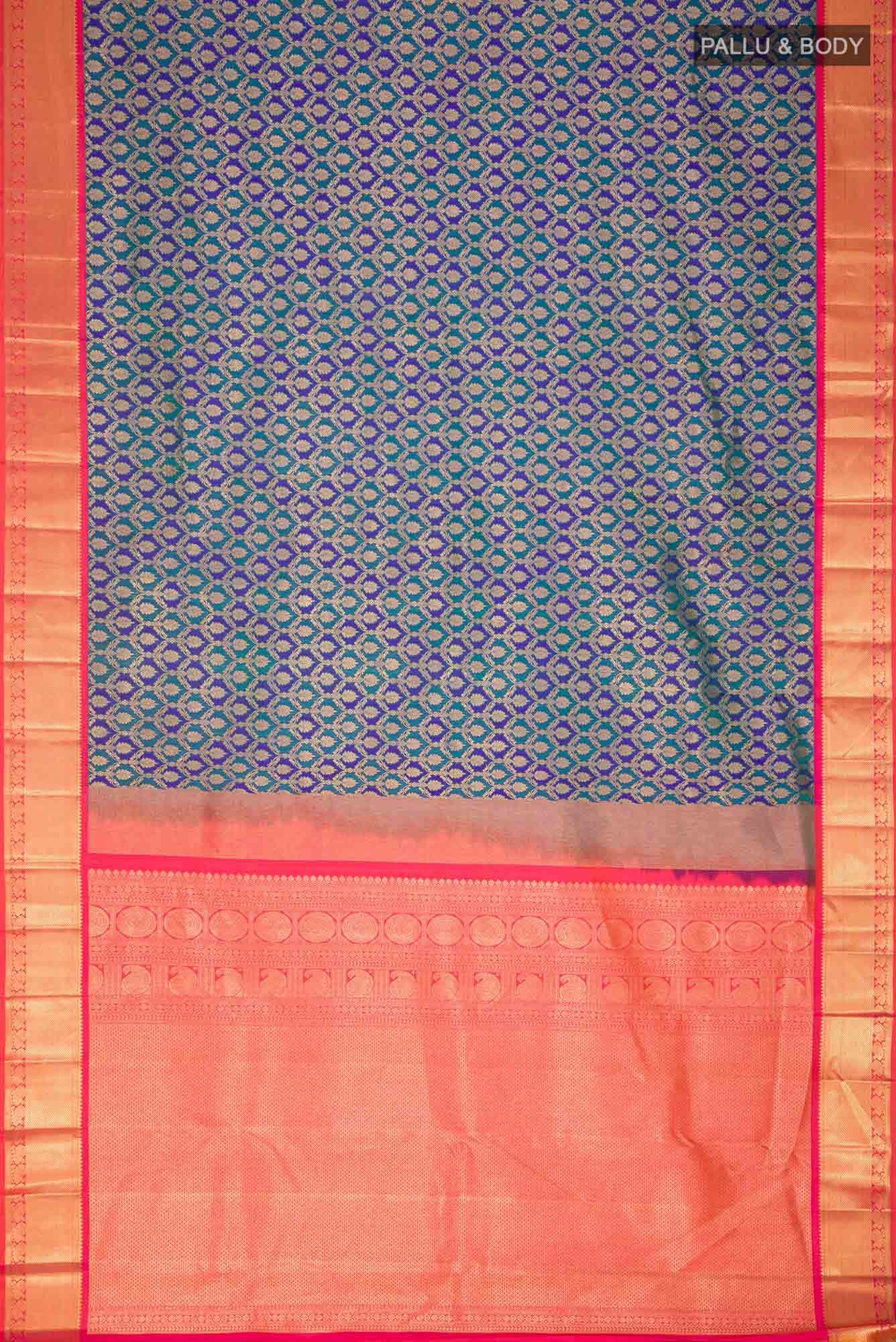 Blu with Green Dual Tone Kanchipuram Silk Saree