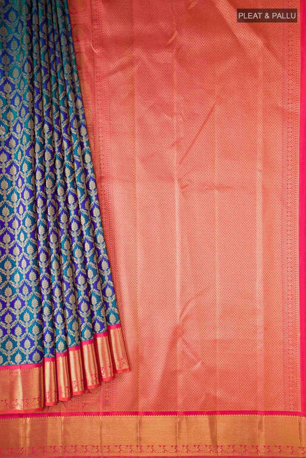 Blu with Green Dual Tone Kanchipuram Silk Saree