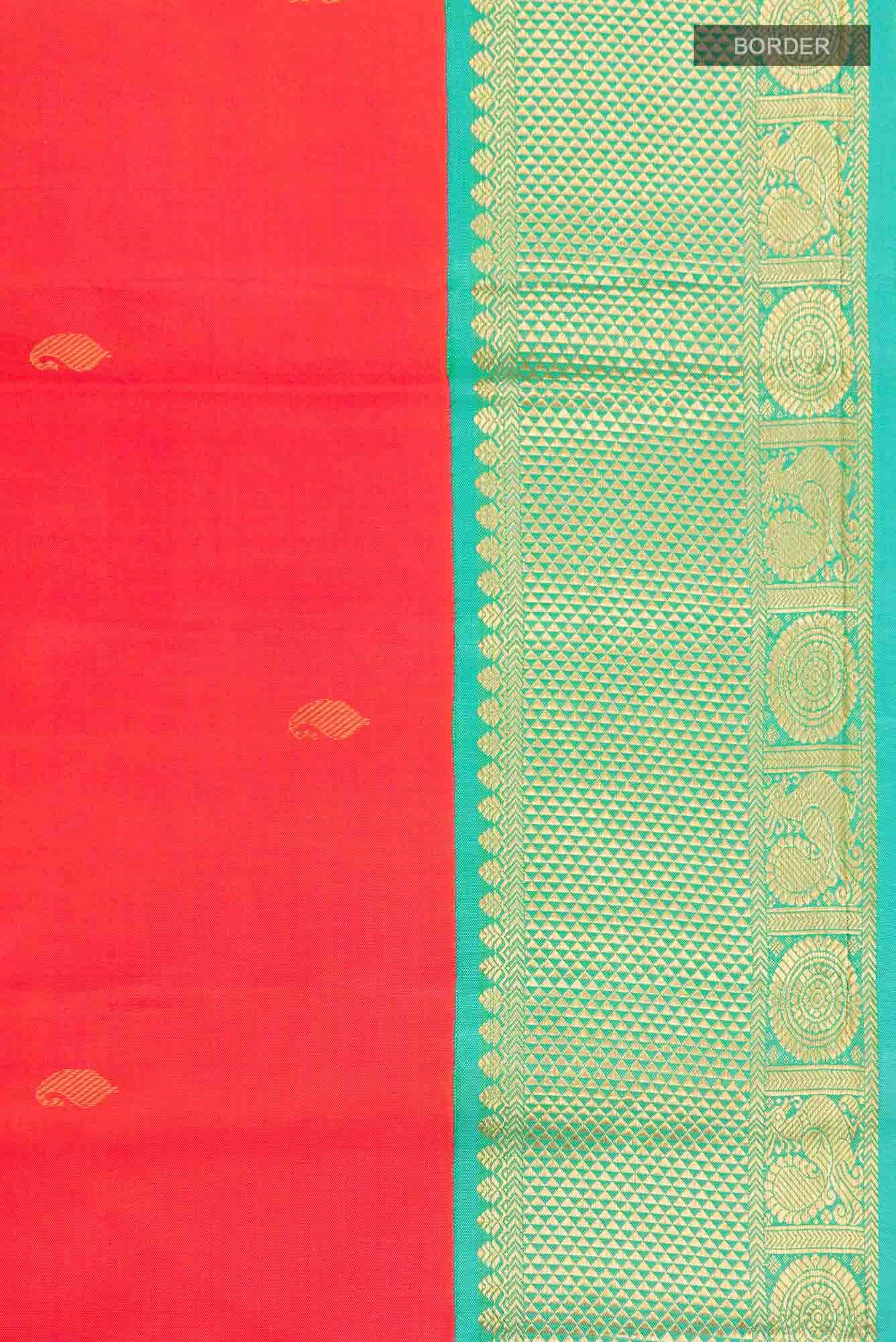 Orange with Pink Dual Tone Kanchipuram Silk Saree