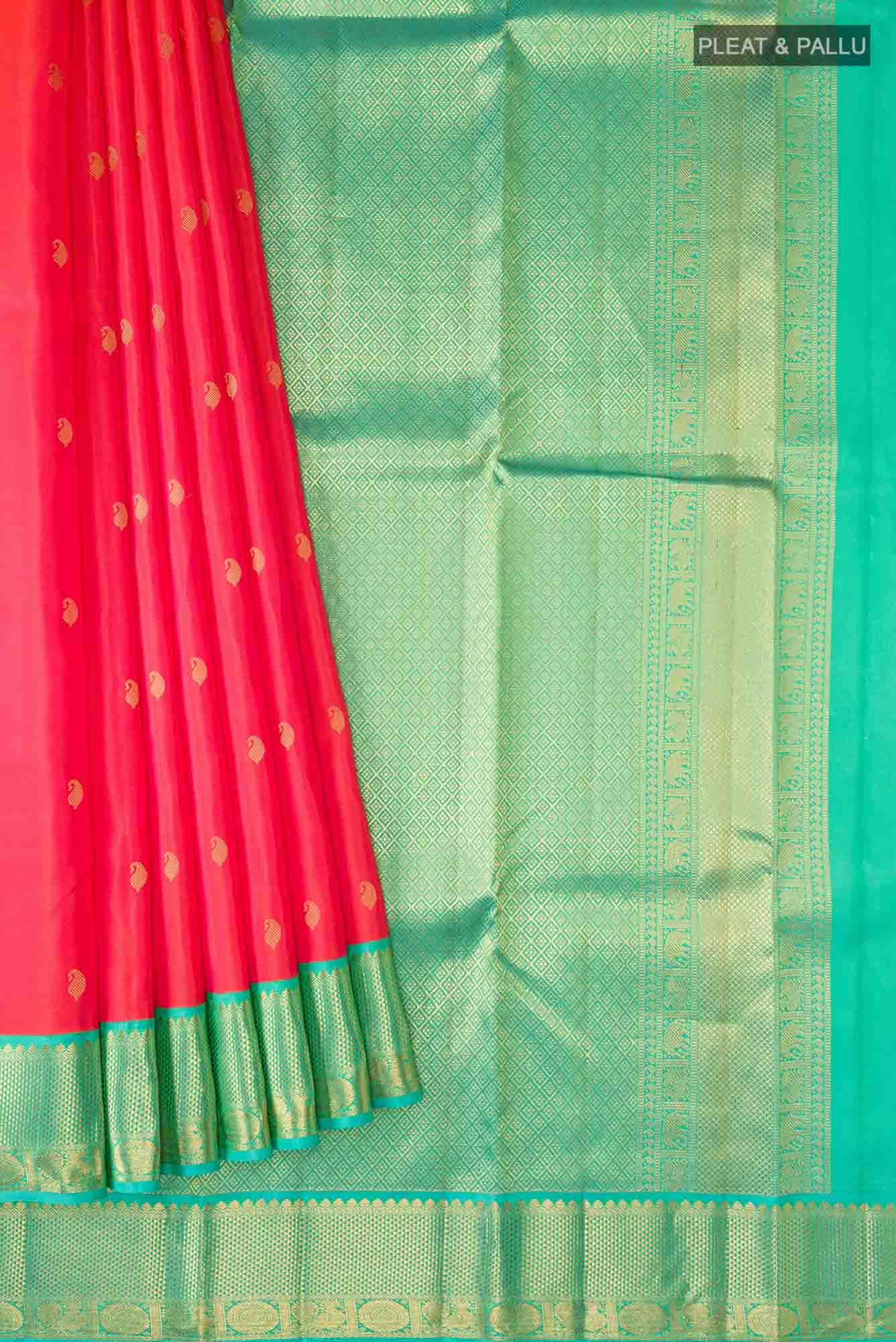 Orange with Pink Dual Tone Kanchipuram Silk Saree