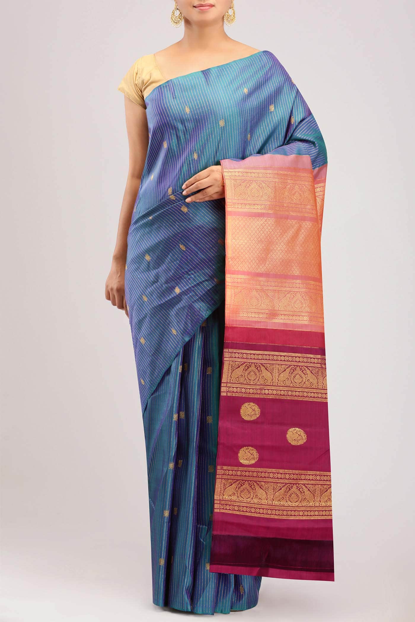 Blue Kanchipuram Silk Saree