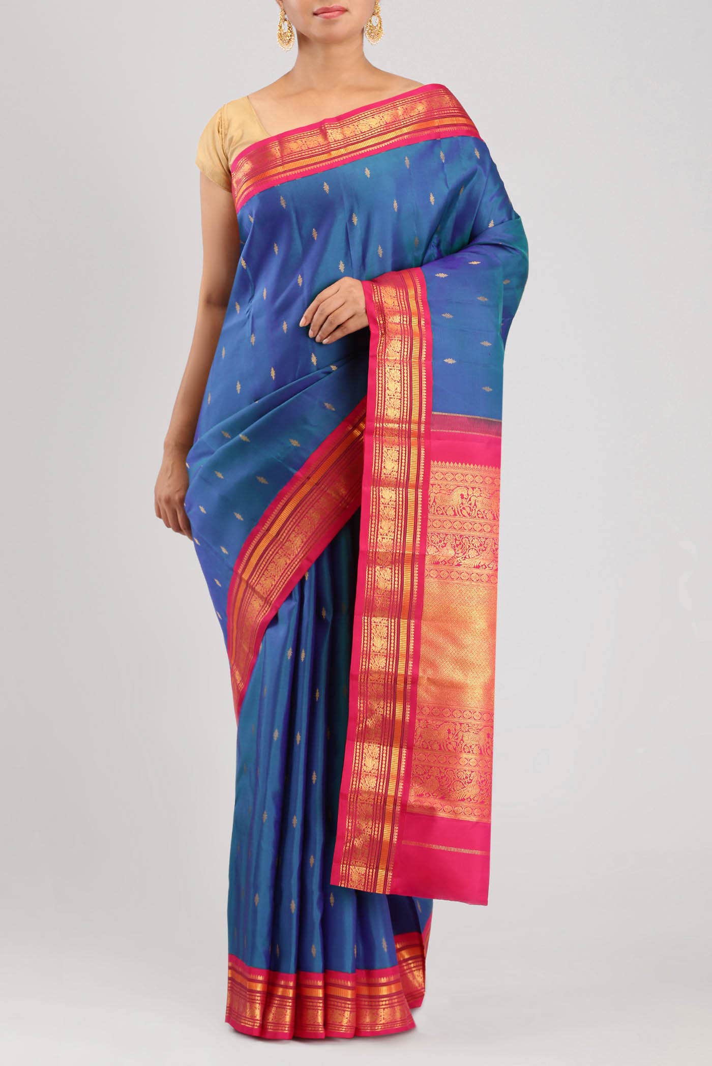 Blue Kanchipuram Silk Saree