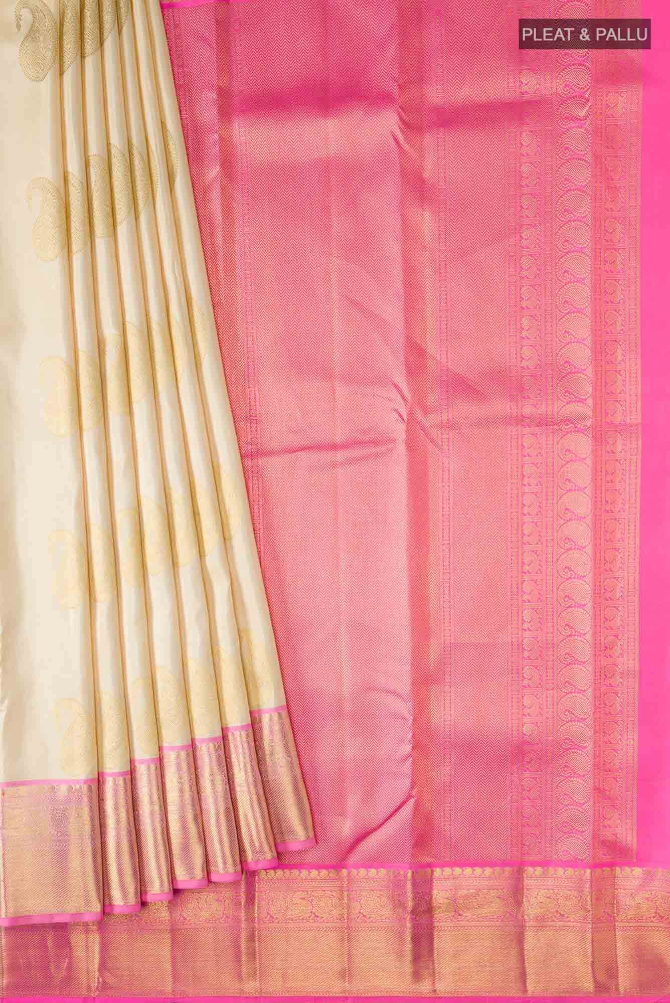 Cream Kanchipuram Silk Saree