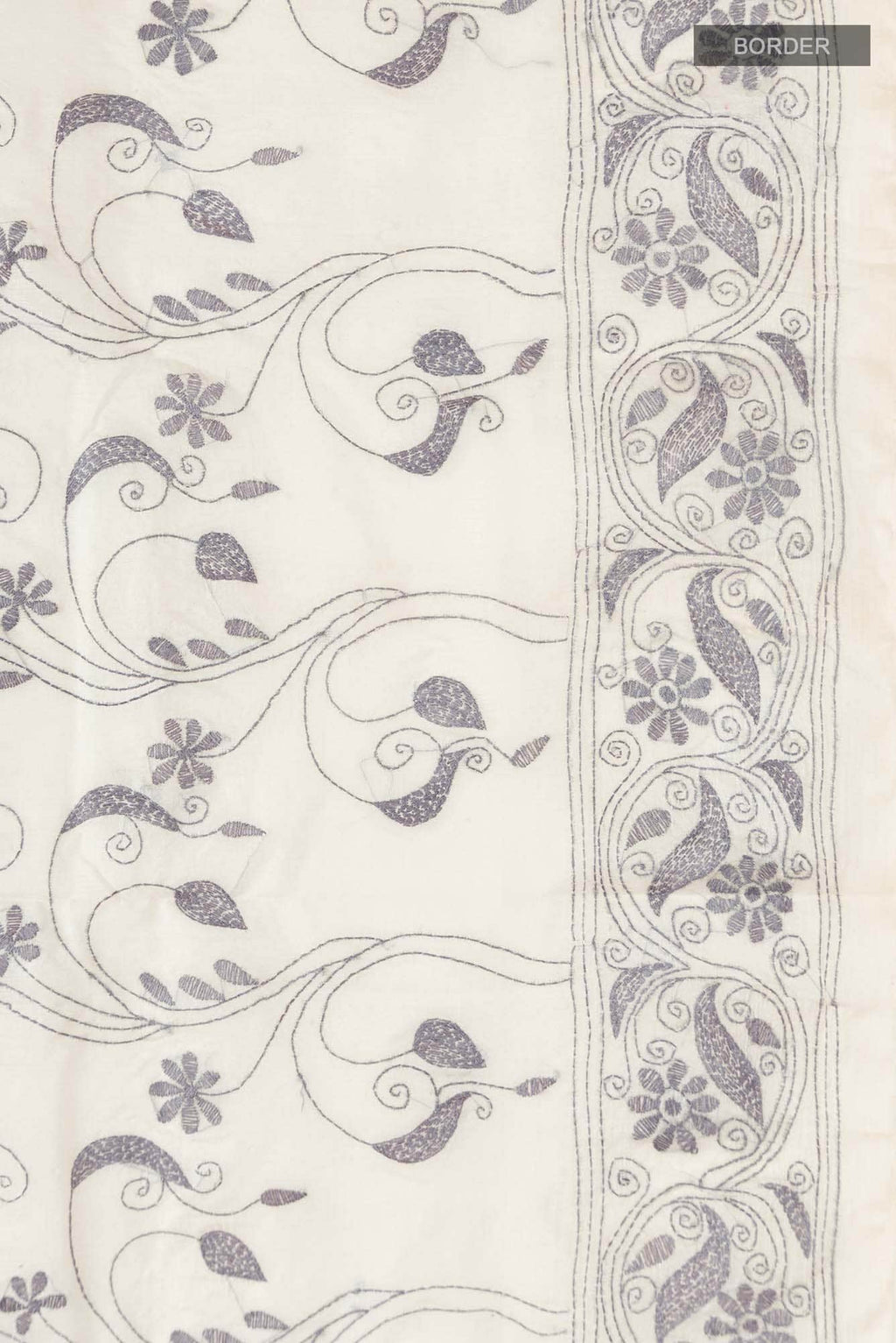 Cream Tussar Silk Saree