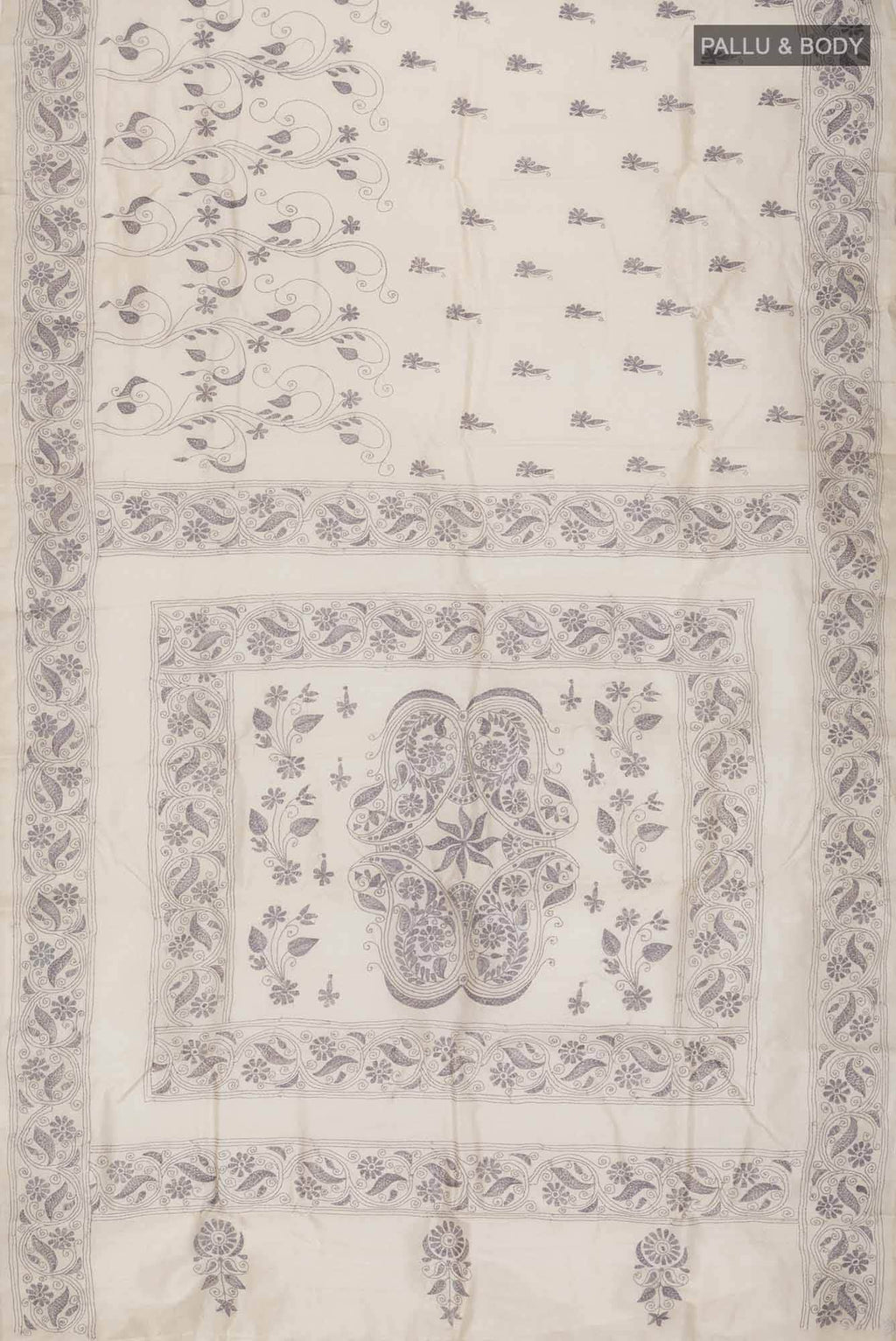 Cream Tussar Silk Saree