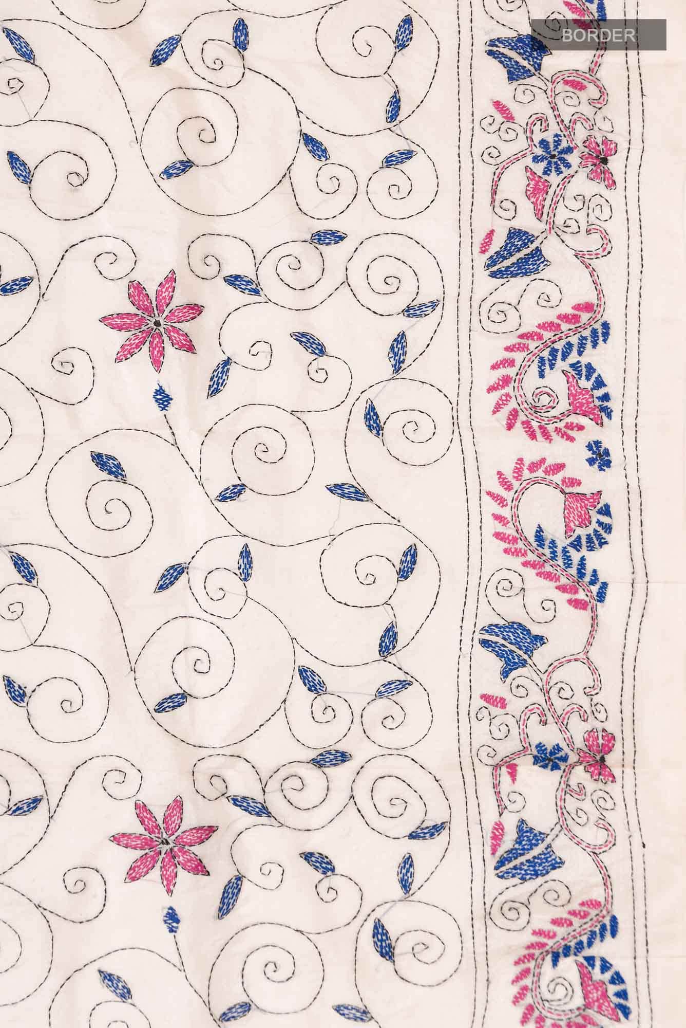 Cream Tussar Silk Saree