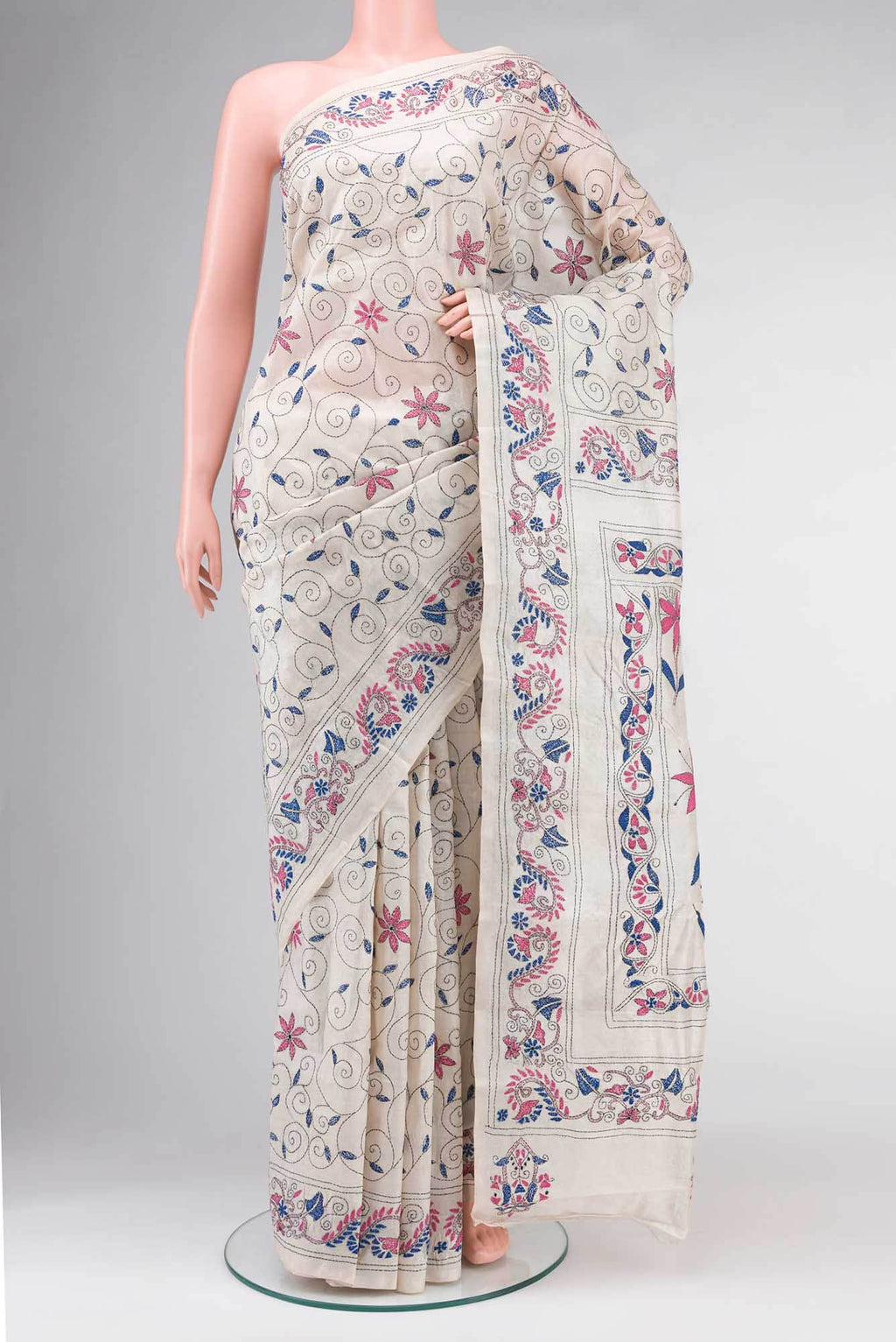 Cream Tussar Silk Saree