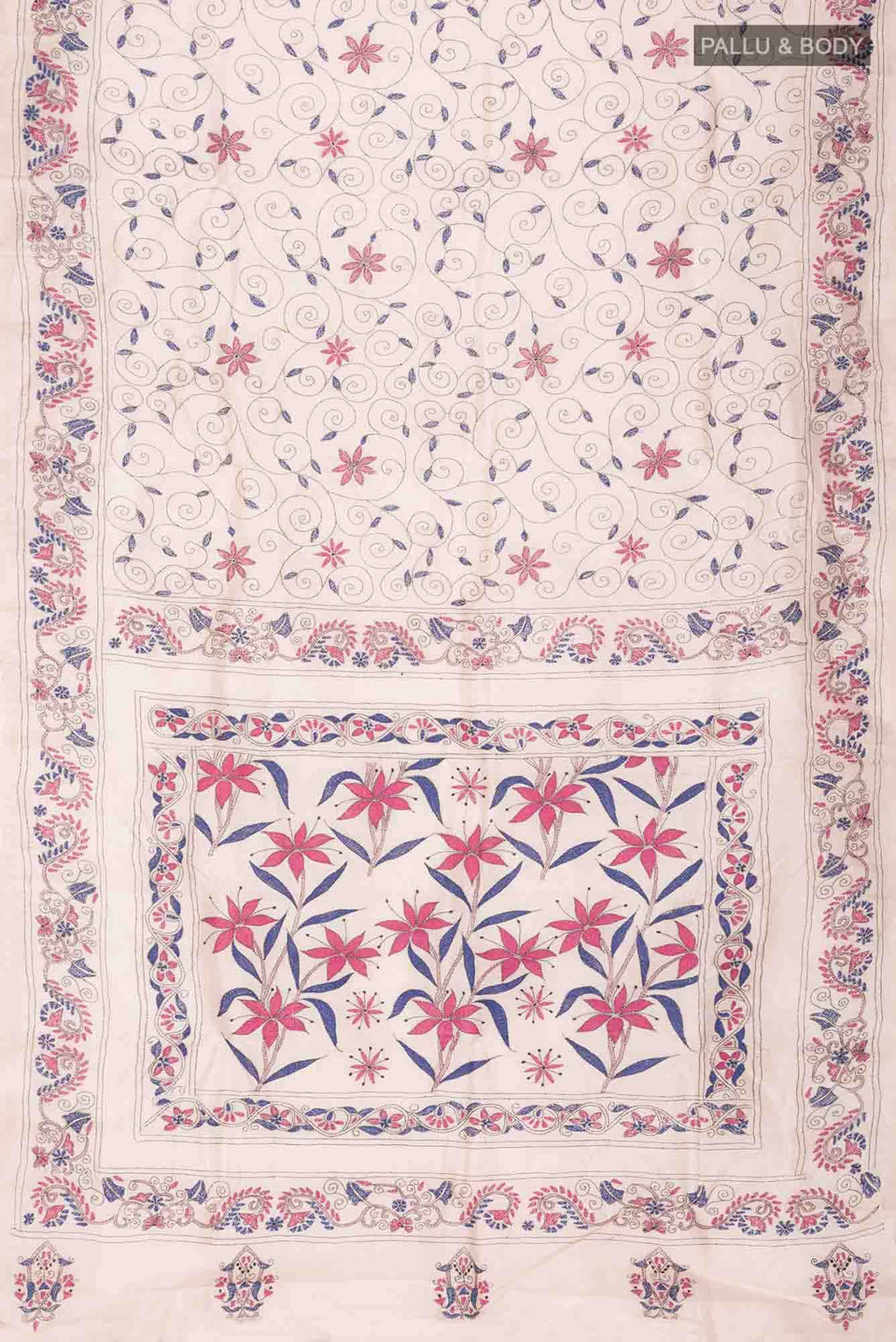 Cream Tussar Silk Saree