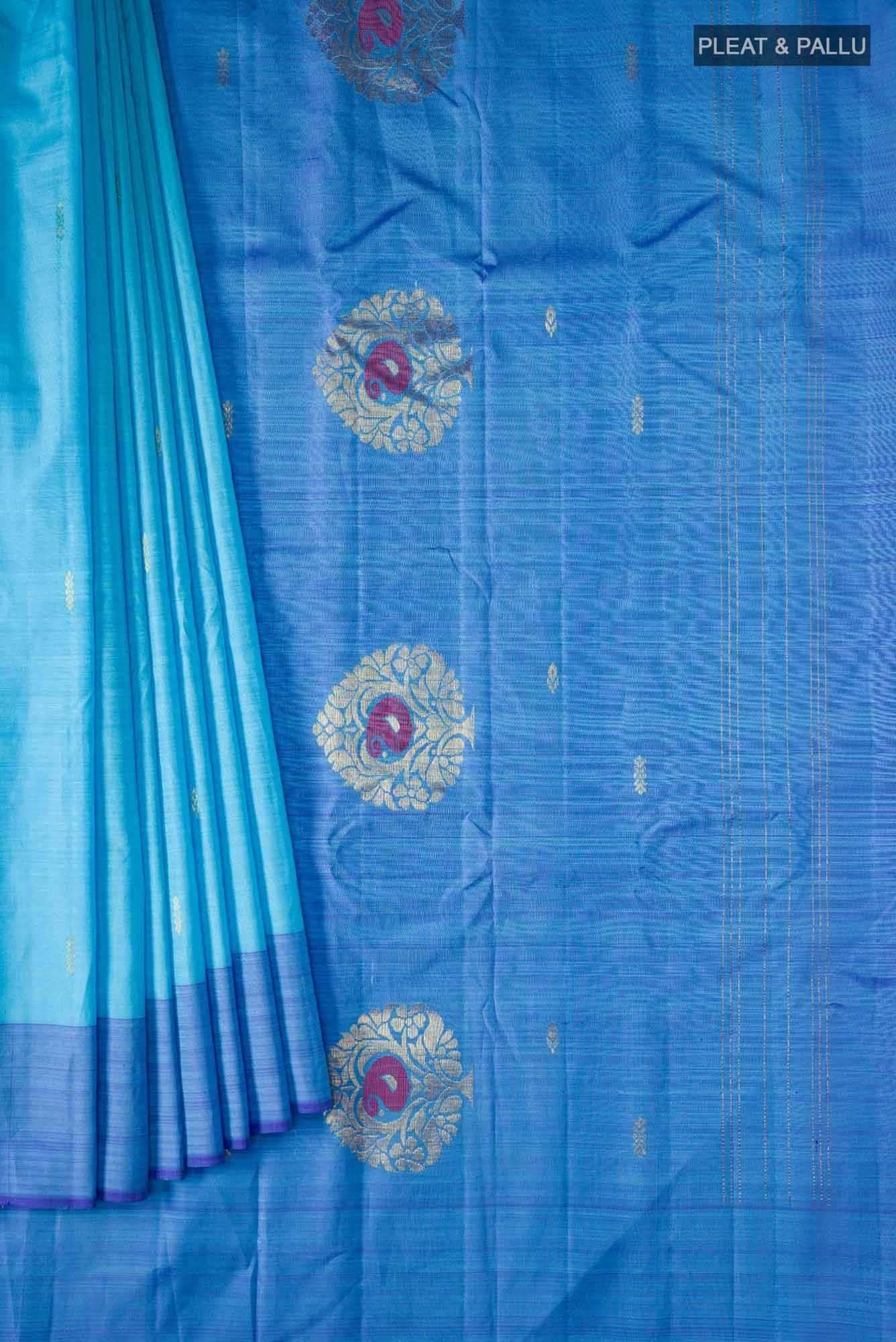Sky Blue Kanchipuram Silk Saree