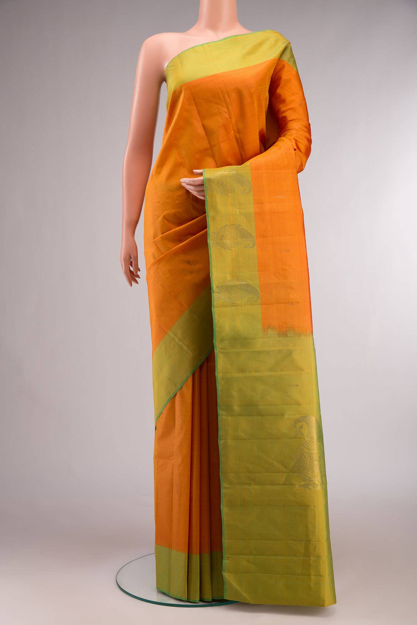 Mustard Kanchipuram Silk Saree