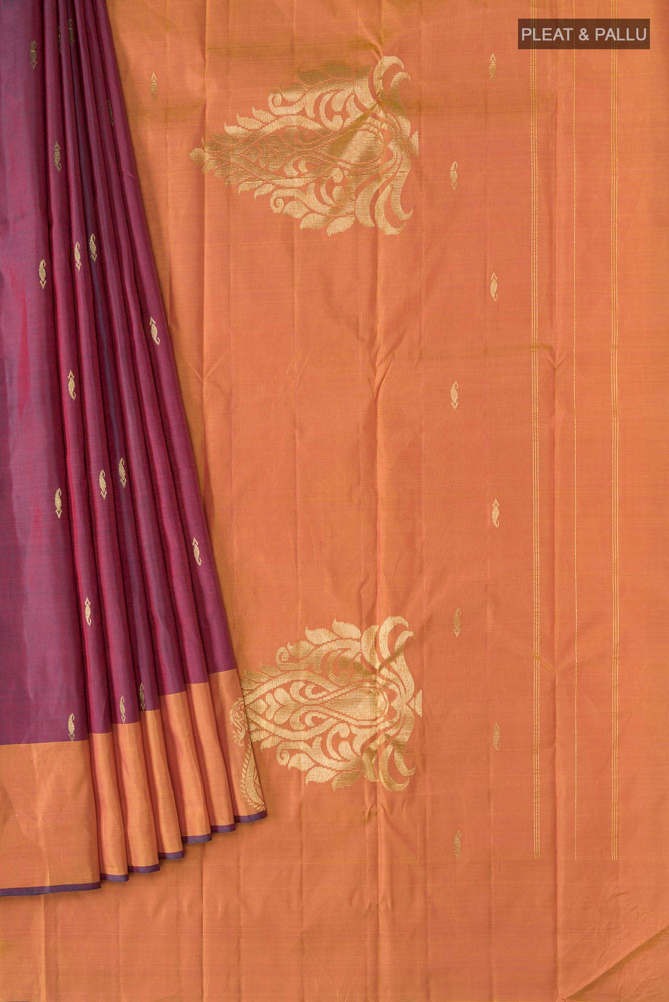 Magenta with Green Dual Tone Kanchipuram Silk Saree