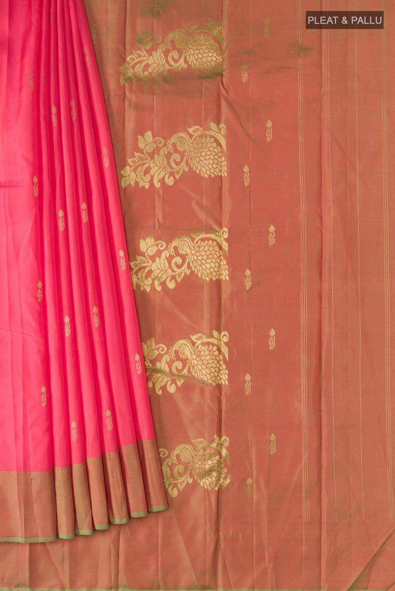 Pink with Red Dual Tone Kanchipuram Silk Saree