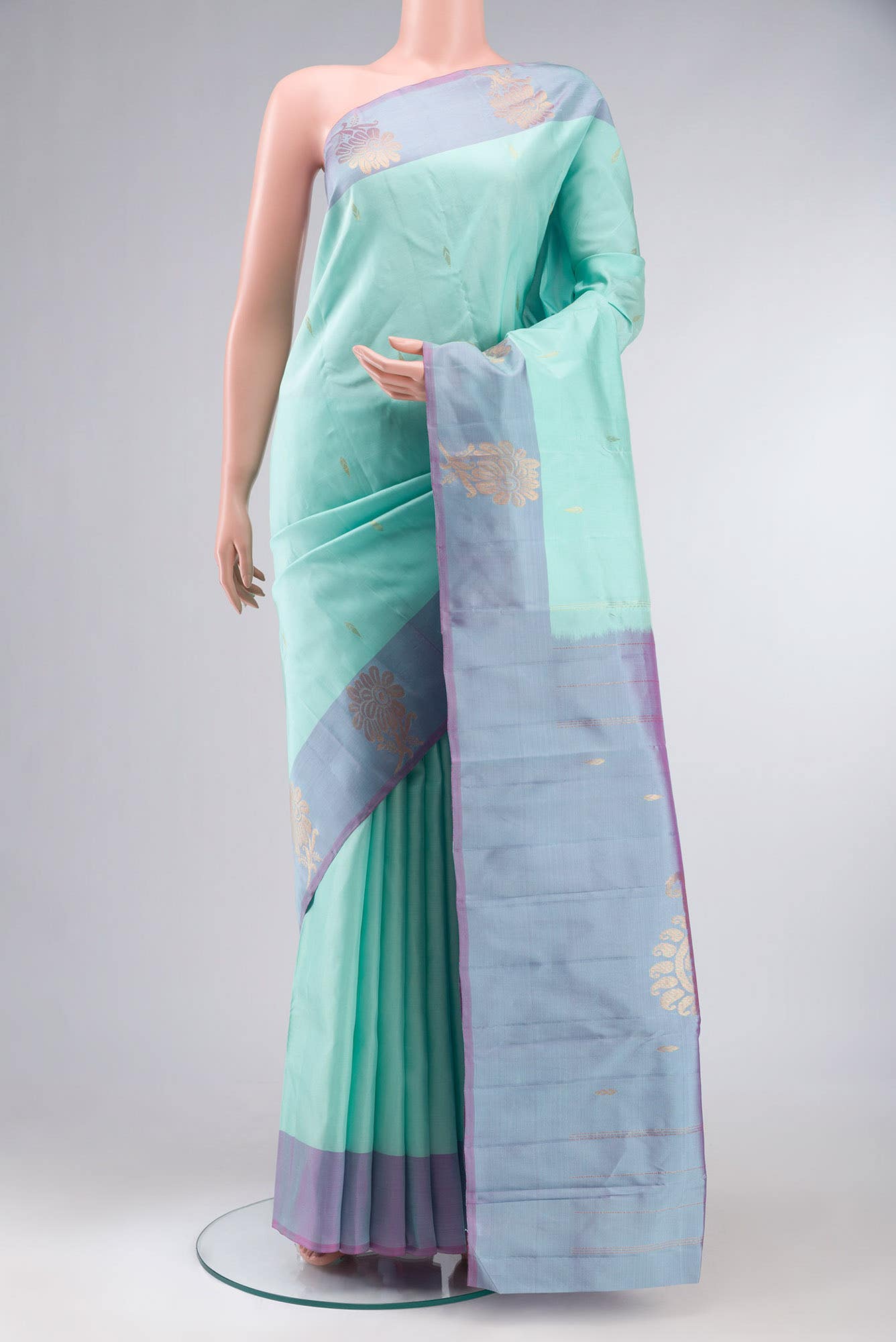 Mint Green Kanchipuram Silk Saree