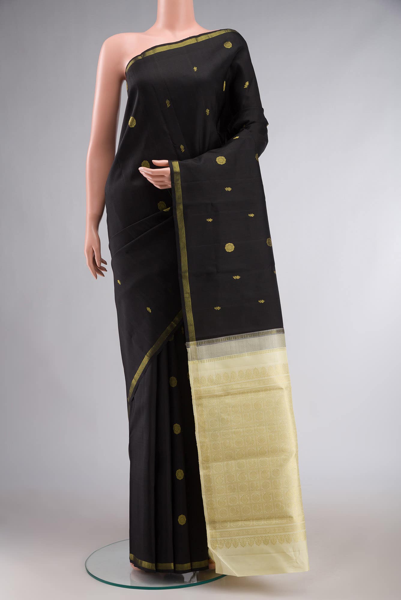 Black Kanchipuram Silk Saree
