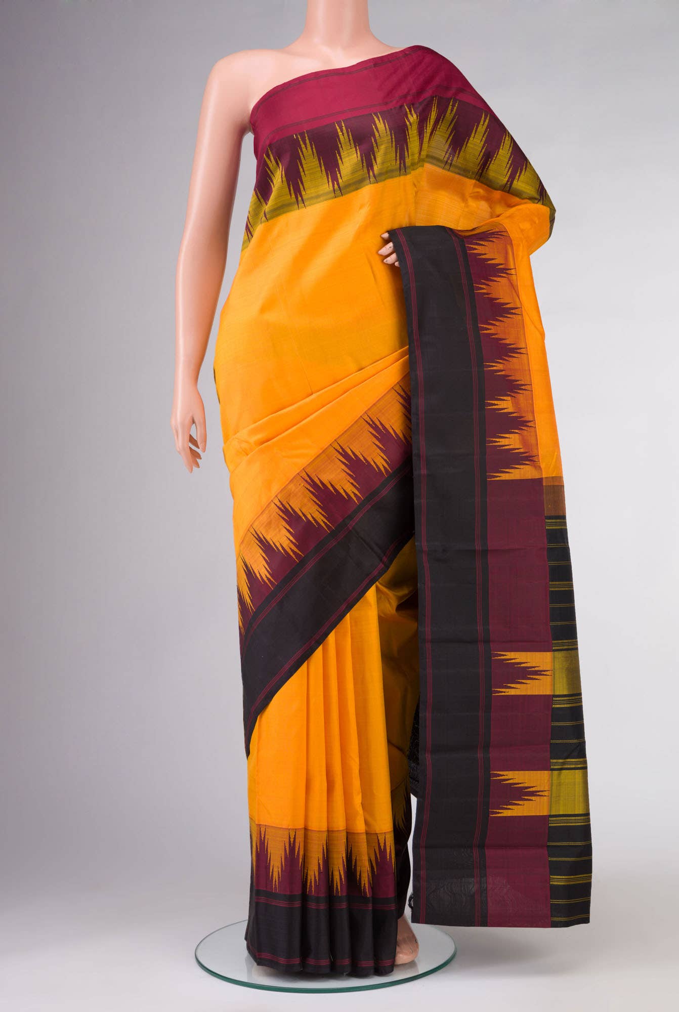 Yellow Kanchipuram Silk Saree