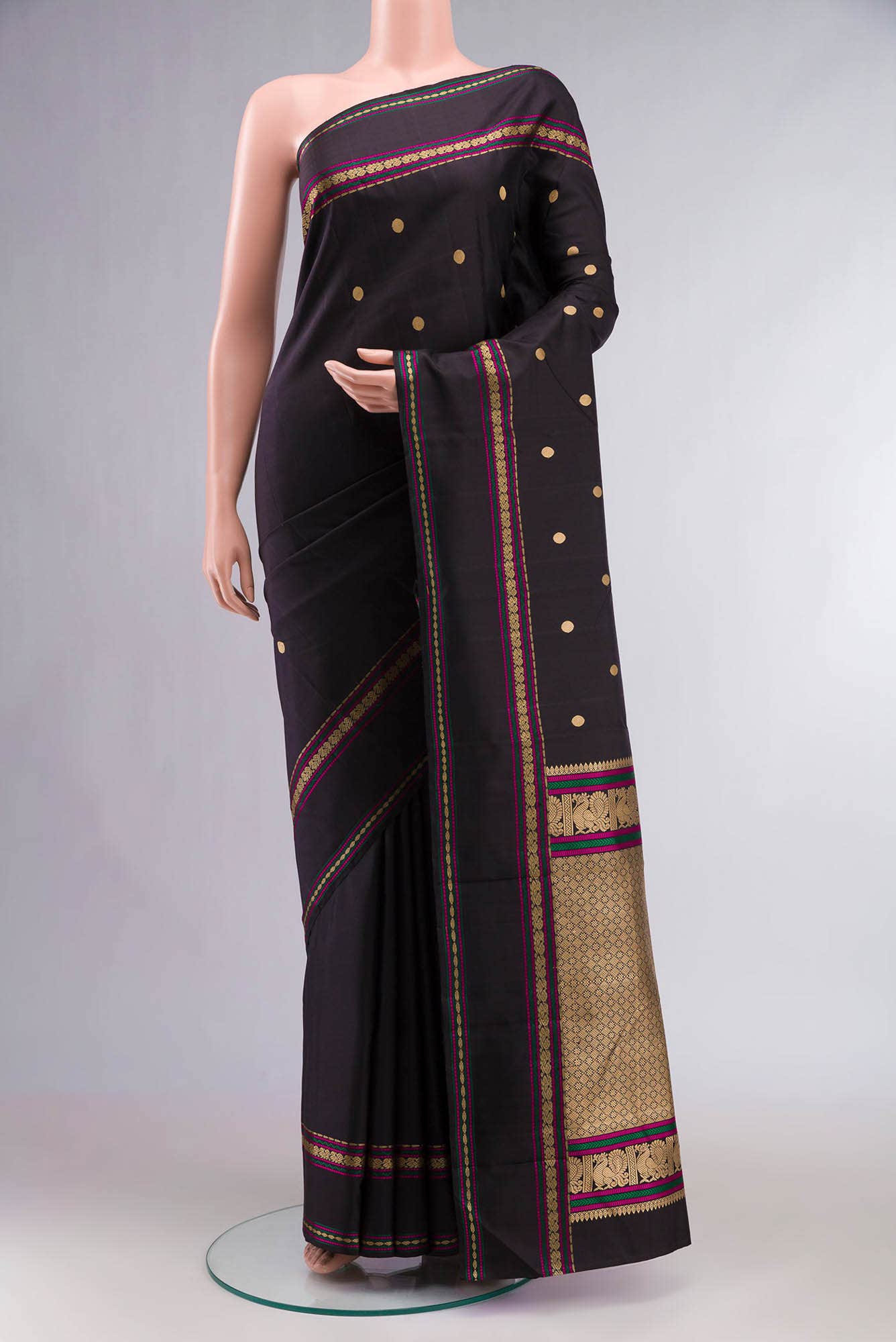 Black Kanchipuram Silk Saree