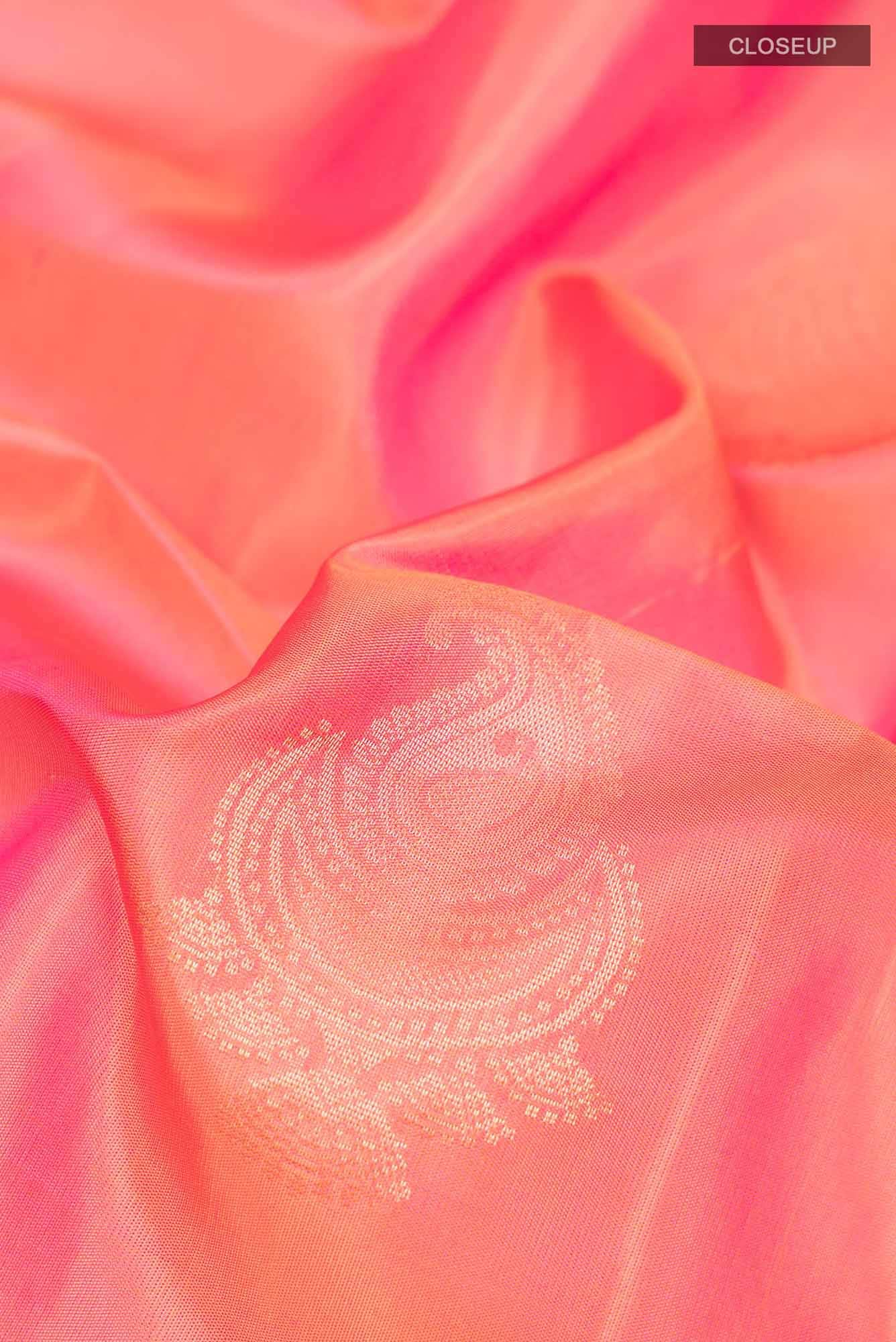 Orange with Pink Dual Tone Soft Silk Saree