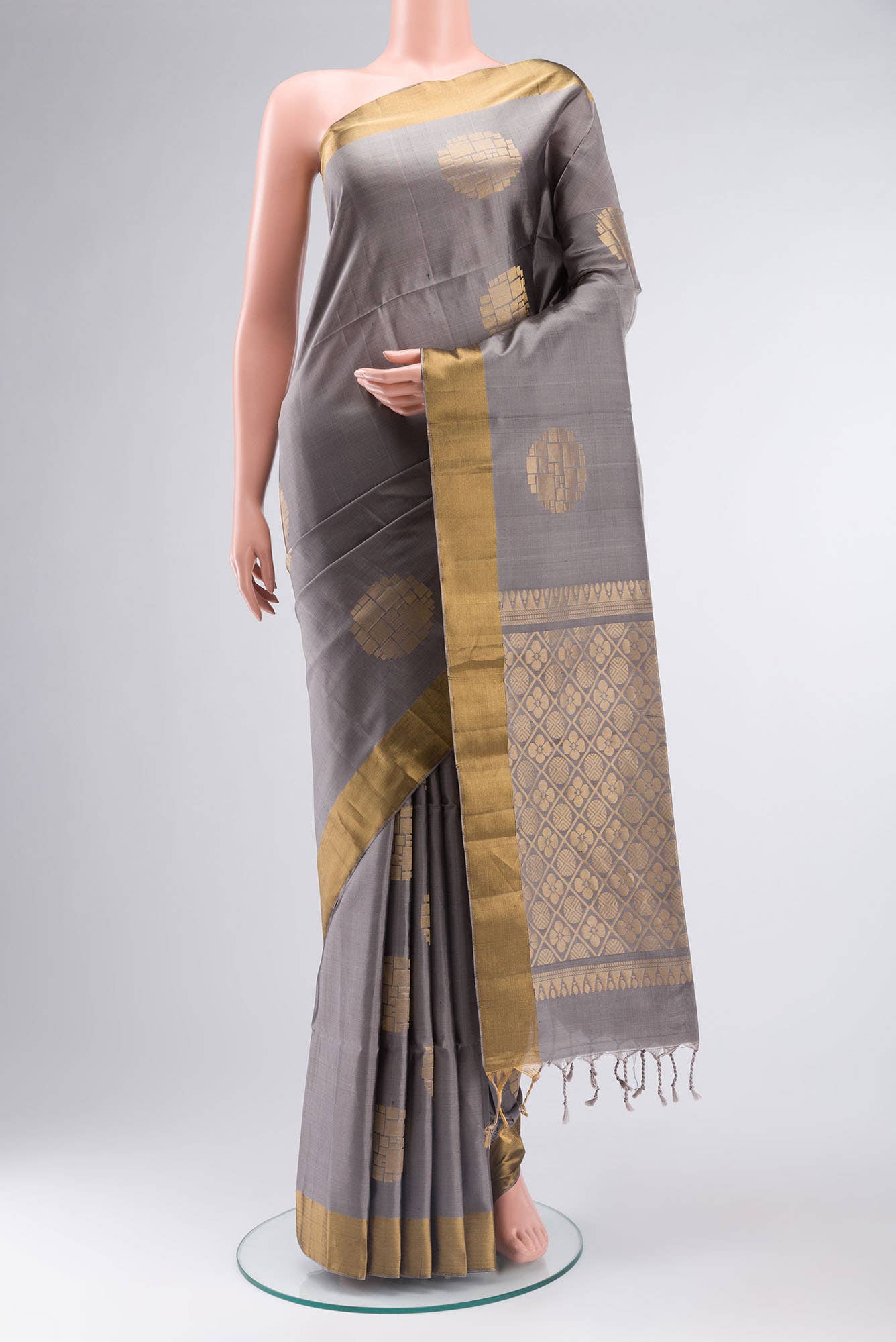 Grey Soft Silk Saree