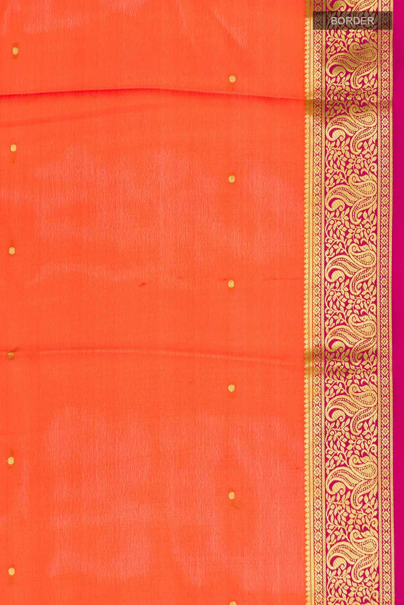 Orange Mysore Crepe Saree