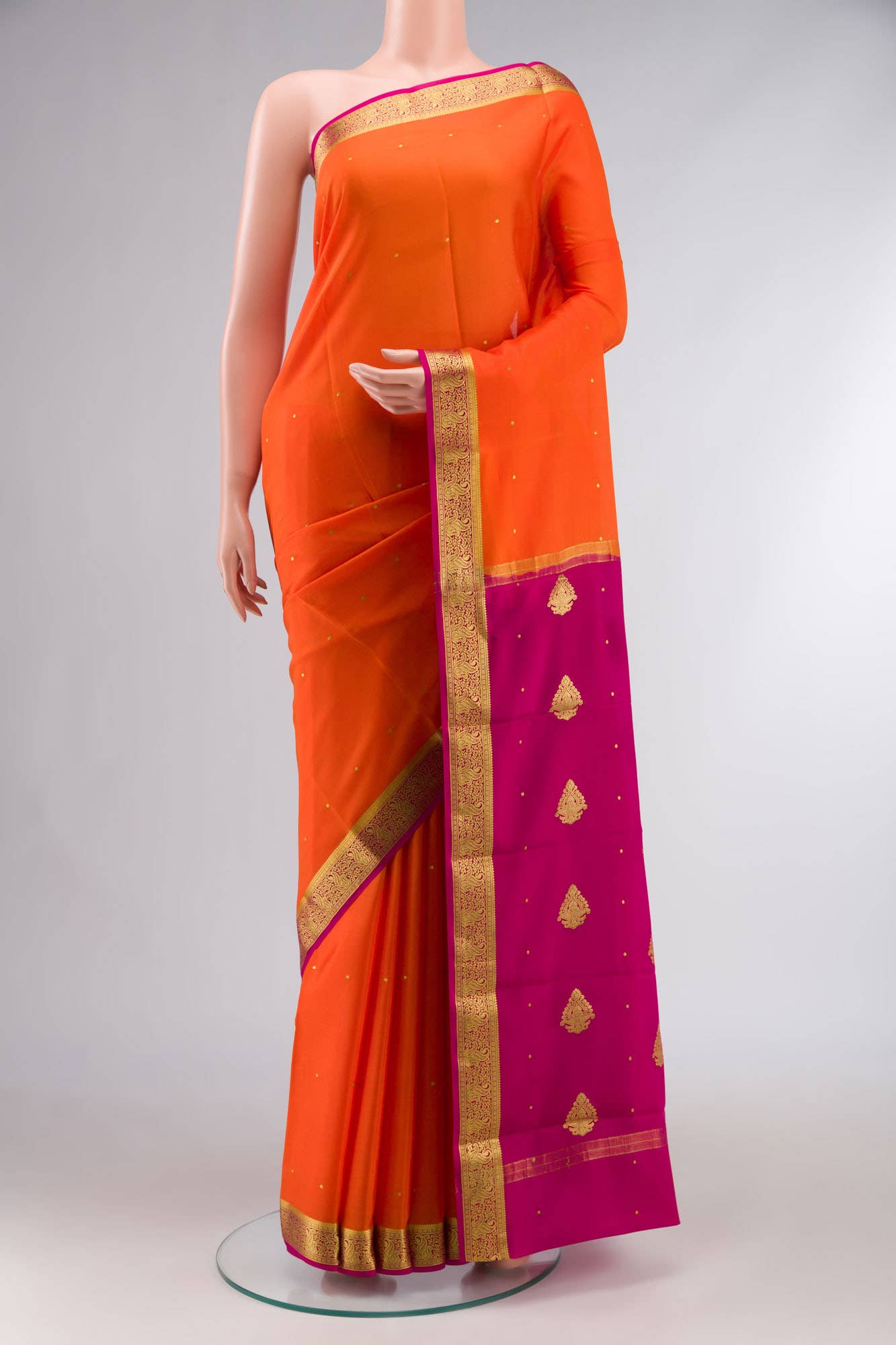 Orange Mysore Crepe Saree