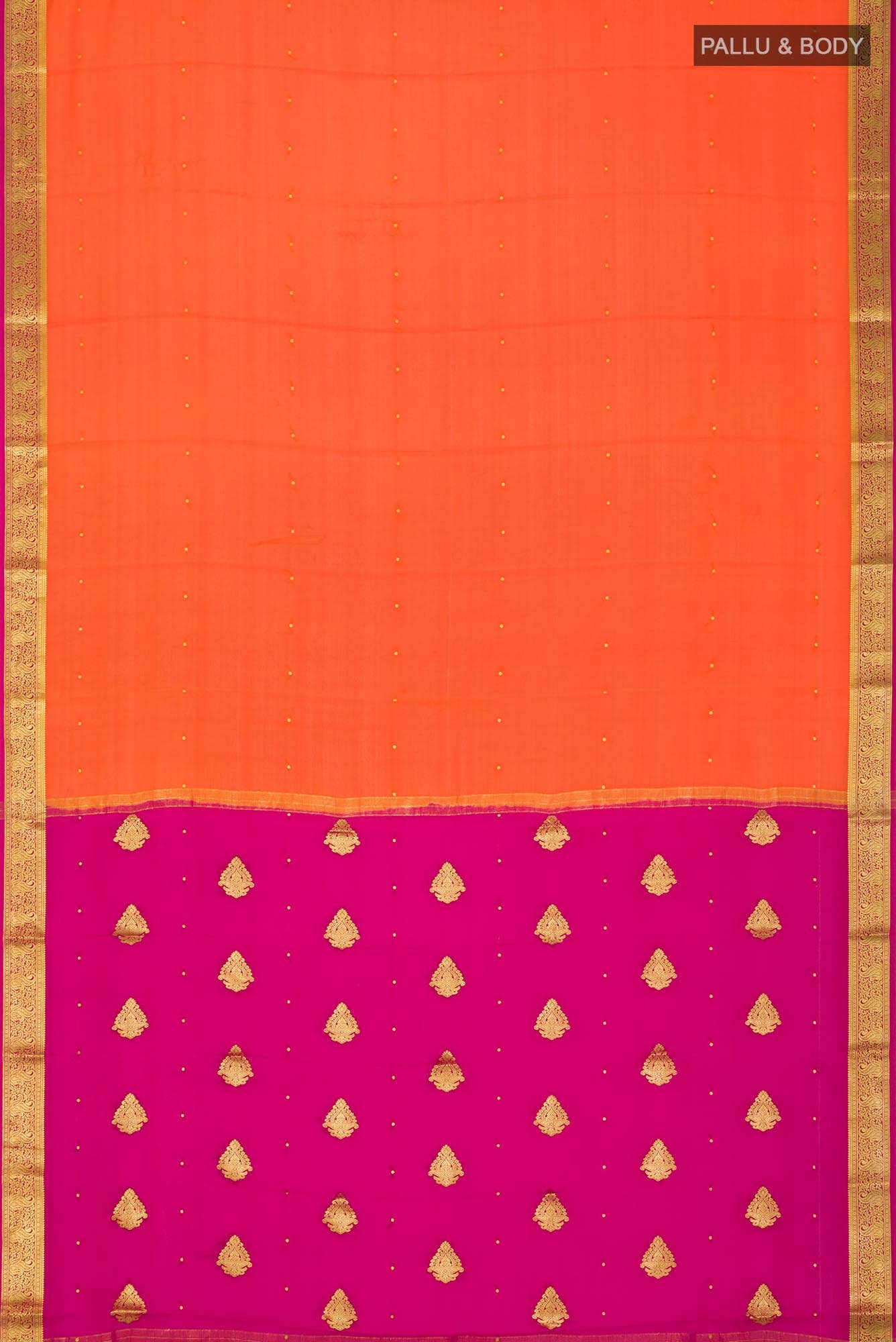 Orange Mysore Crepe Saree