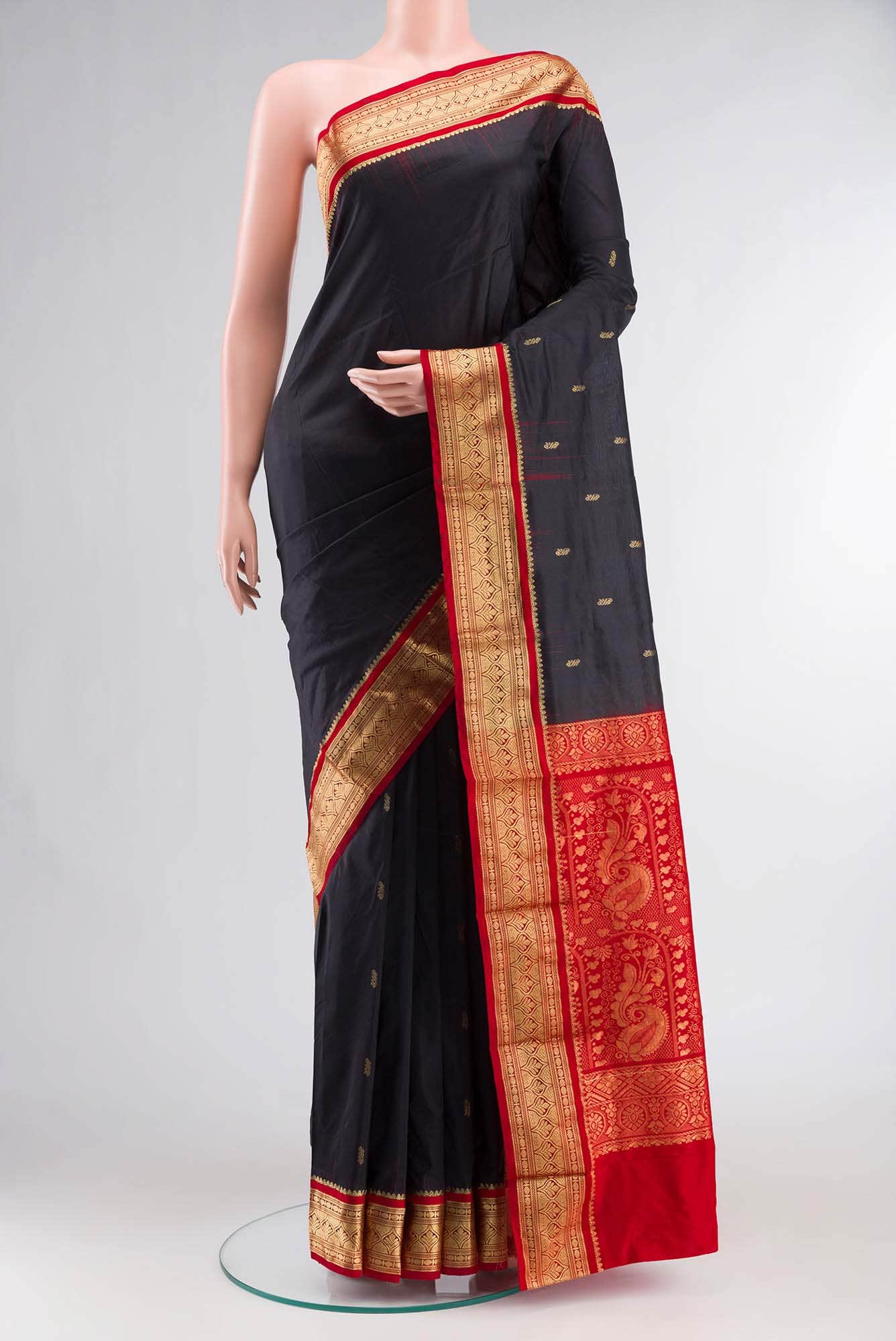 Black Bangalore Silk Saree