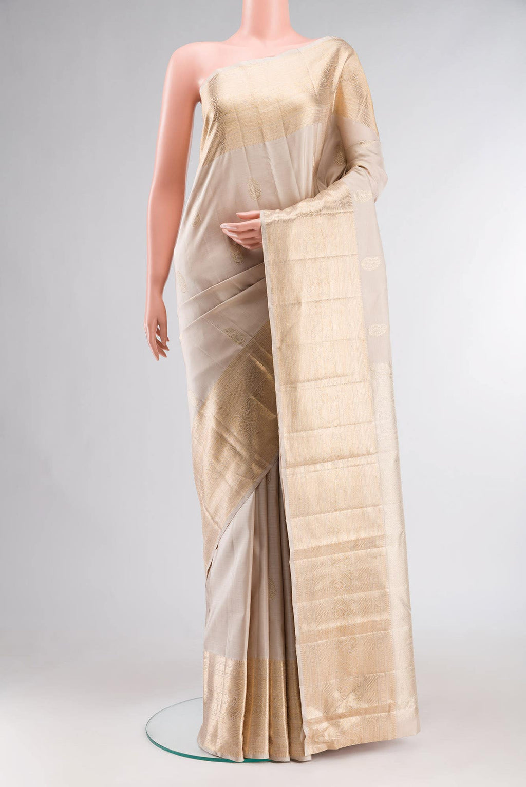 Beige Kanchipuram Silk Saree