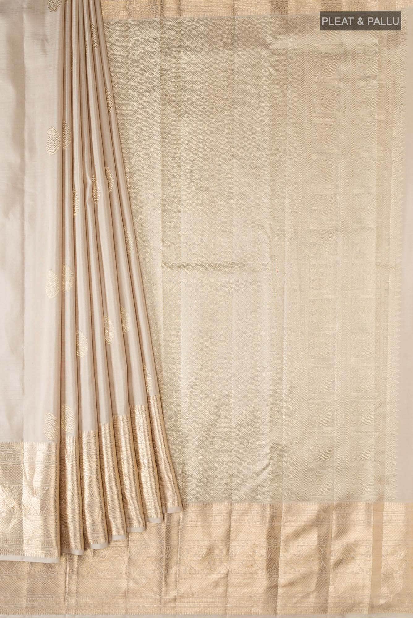 Beige Kanchipuram Silk Saree