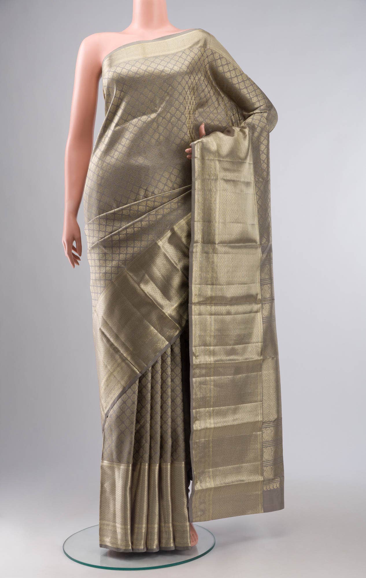 Grey Kanchipuram Silk Saree