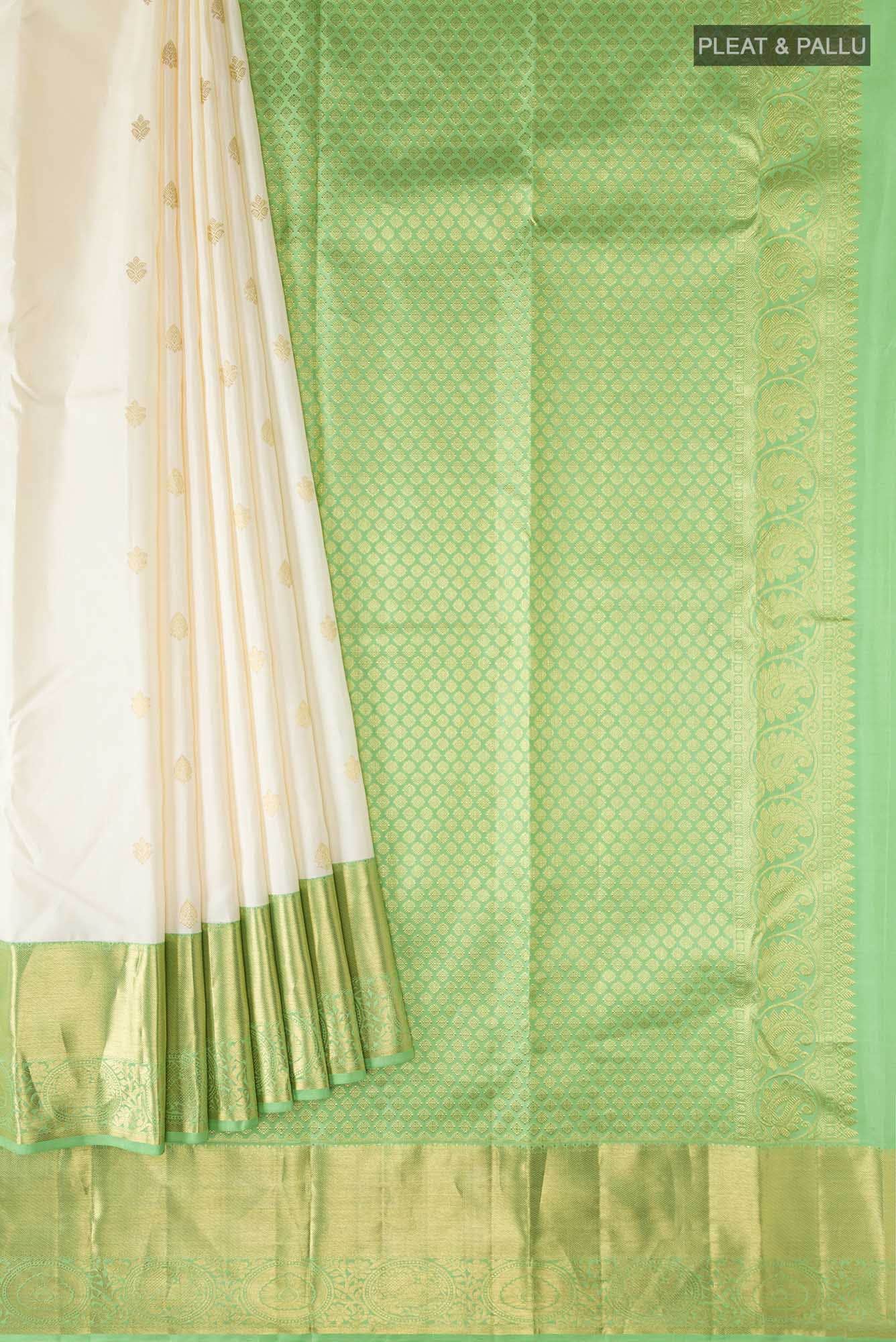 Off White Kanchipuram Silk Saree
