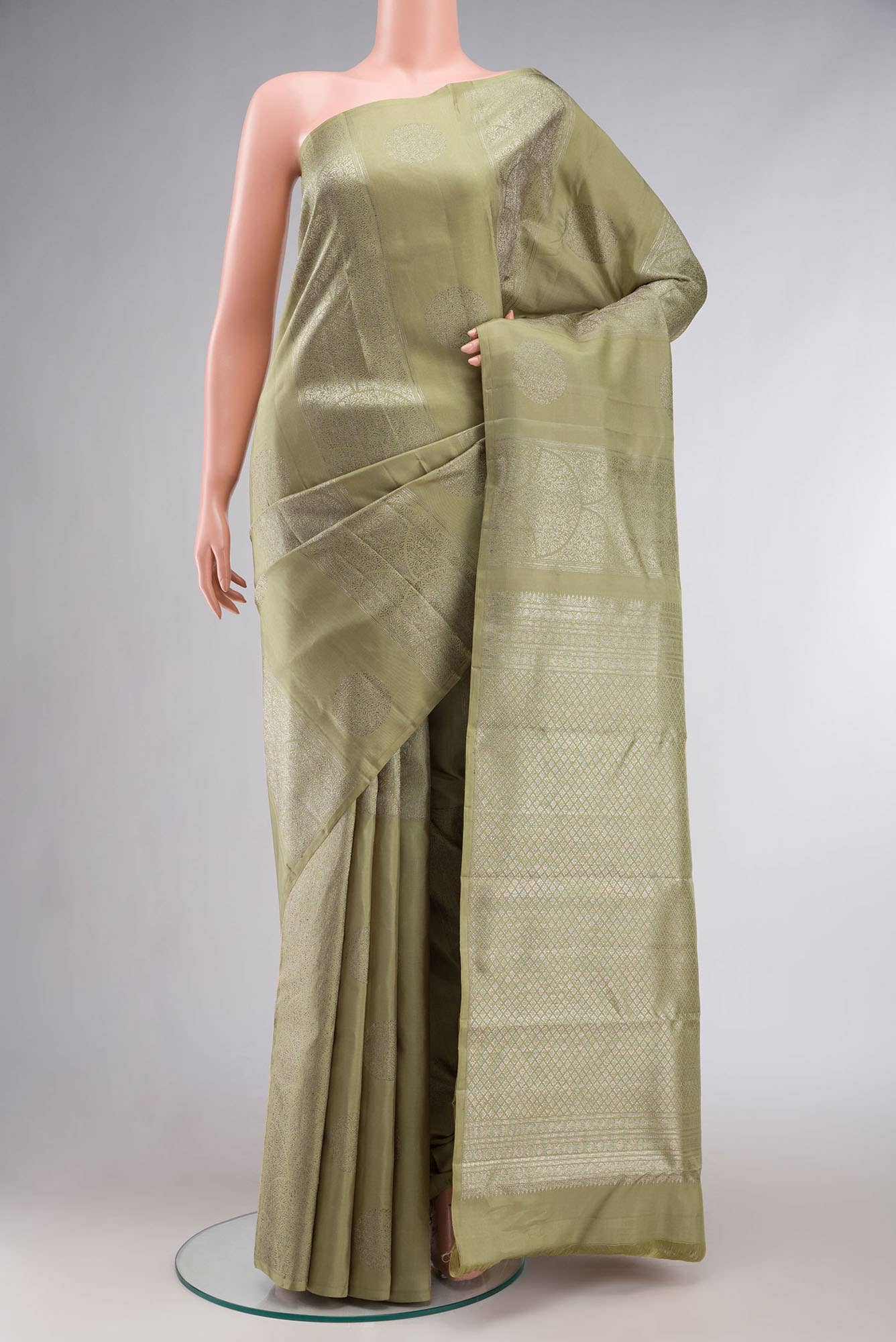 Beige Kanchipuram Silk Saree
