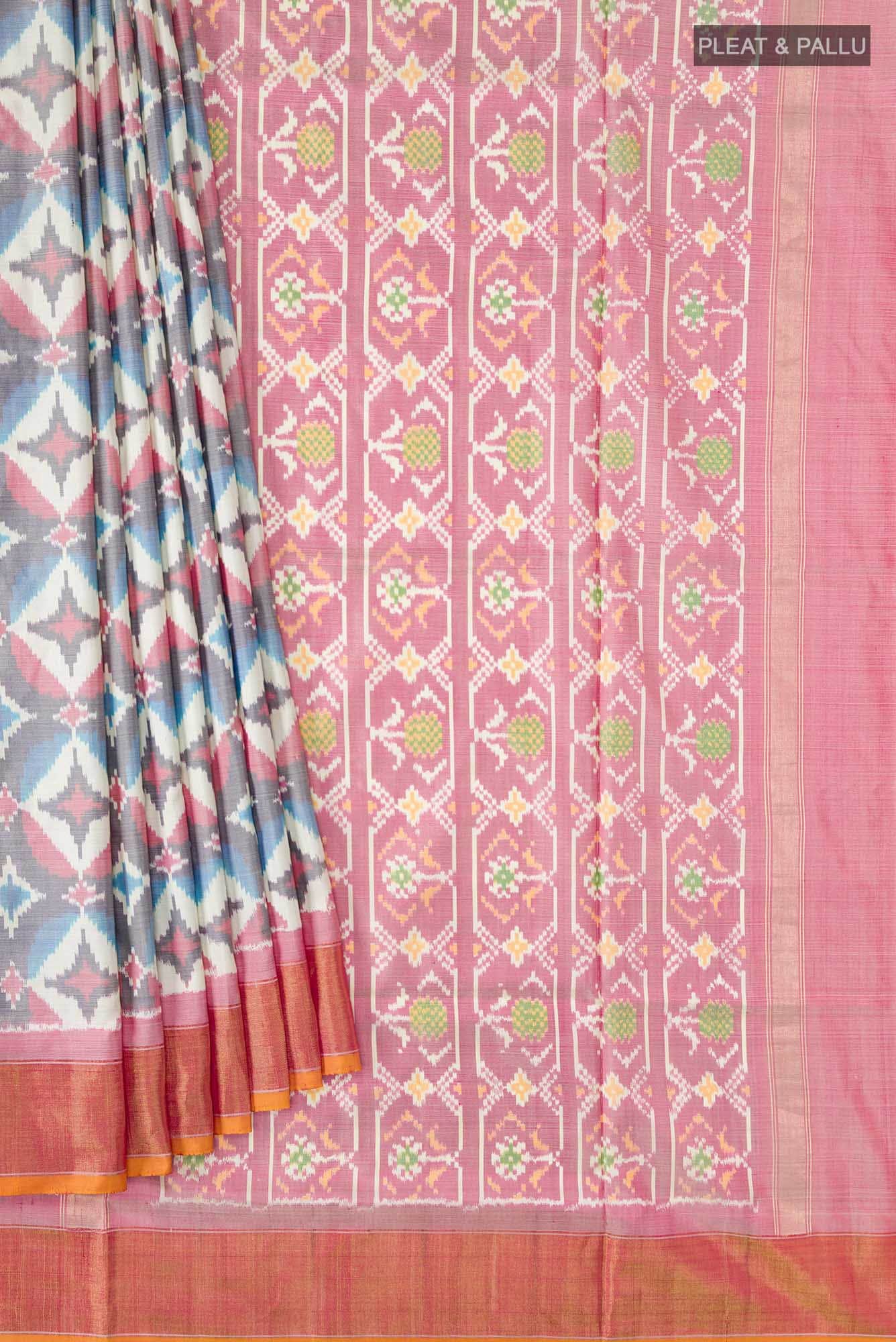 Cream Pochampally Silk Saree