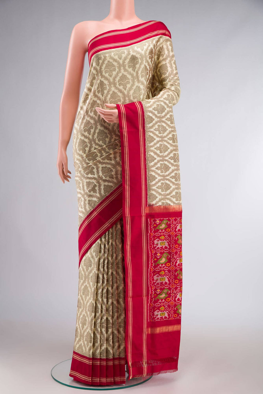 Beige Pochampally Silk Saree
