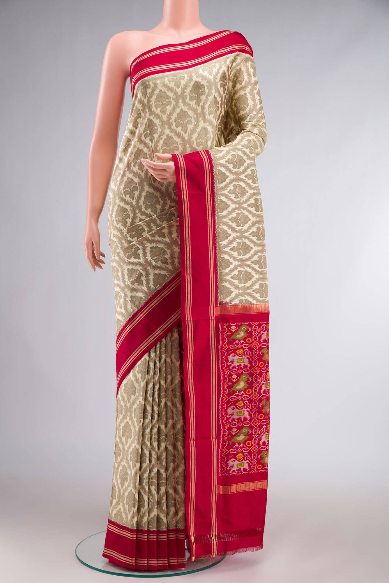Beige Pochampally Silk Saree