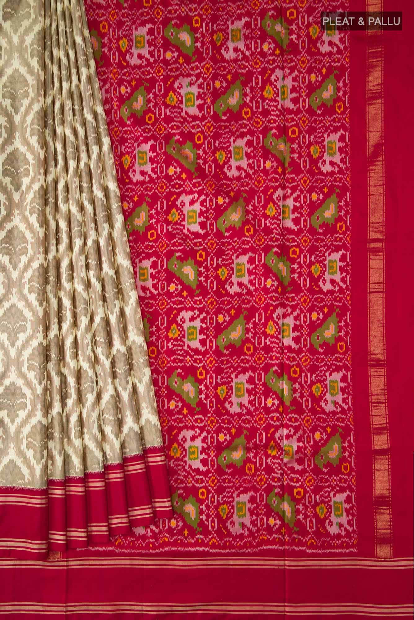 Beige Pochampally Silk Saree