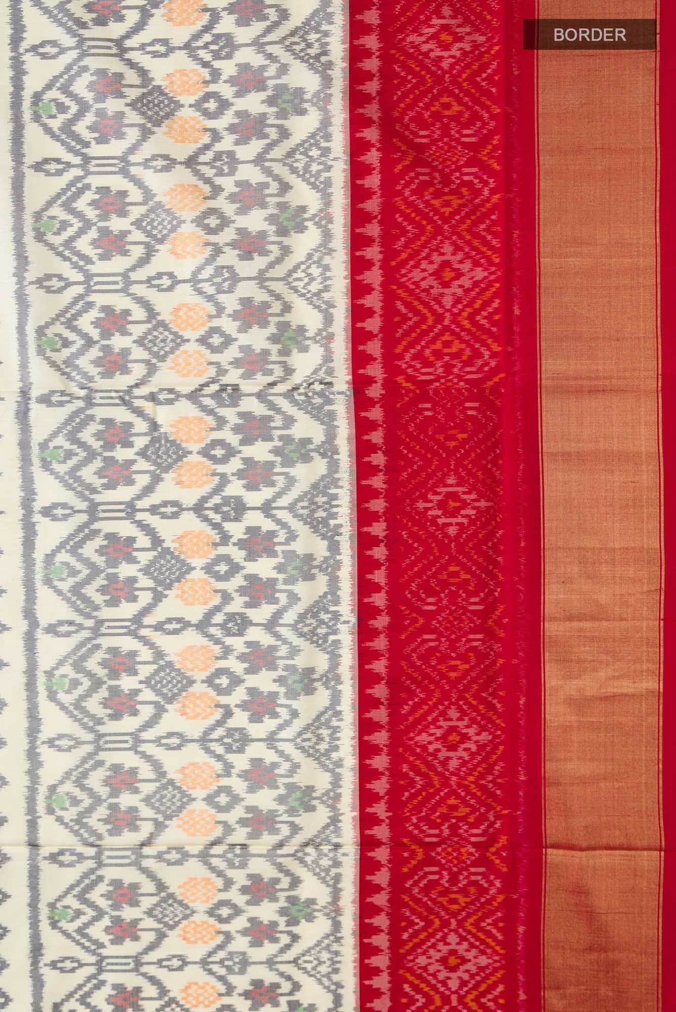Cream Pochampally Silk Saree