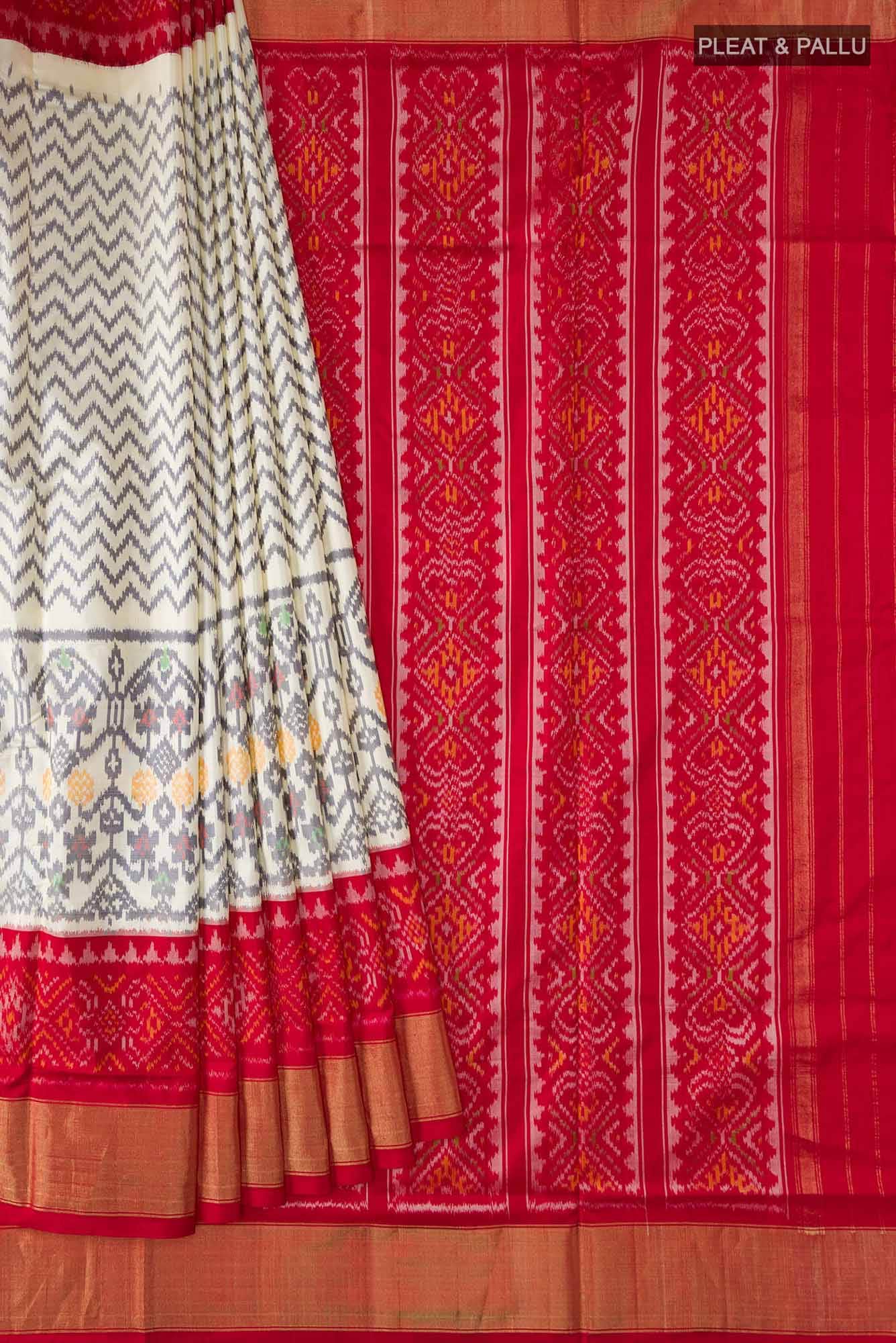 Cream Pochampally Silk Saree