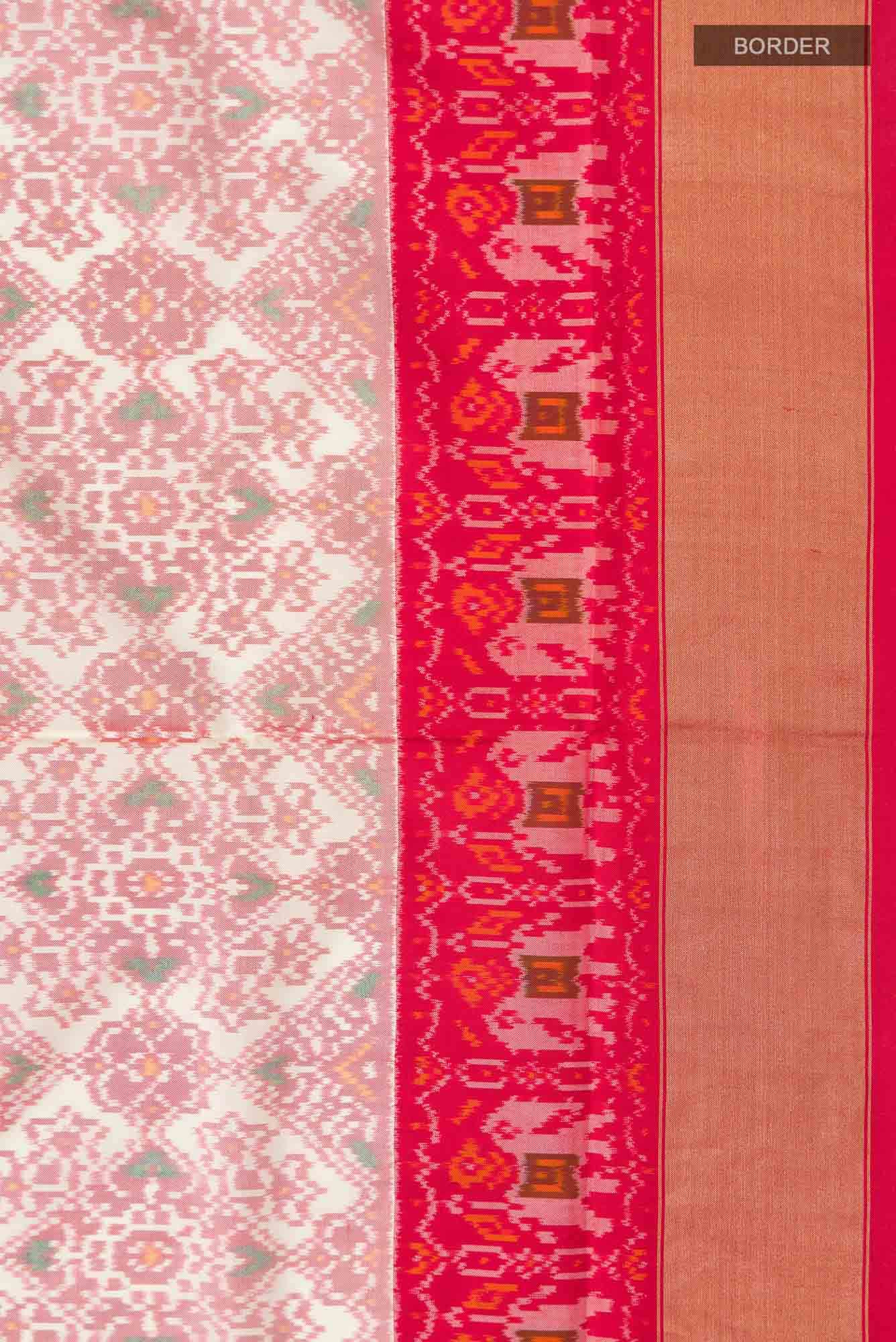 Cream Pochampally Silk Saree